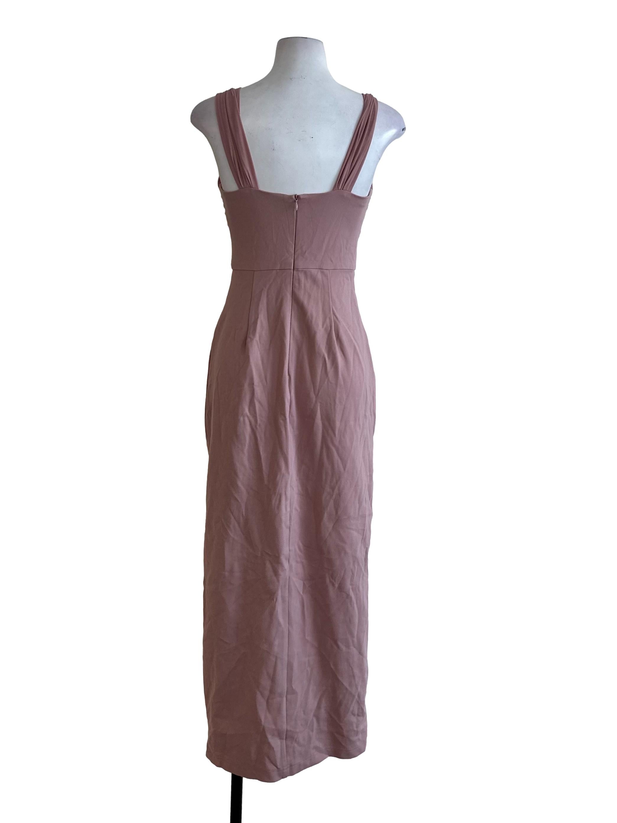 Dusty Pink Sweetheart Mesh Net Sheath Dress