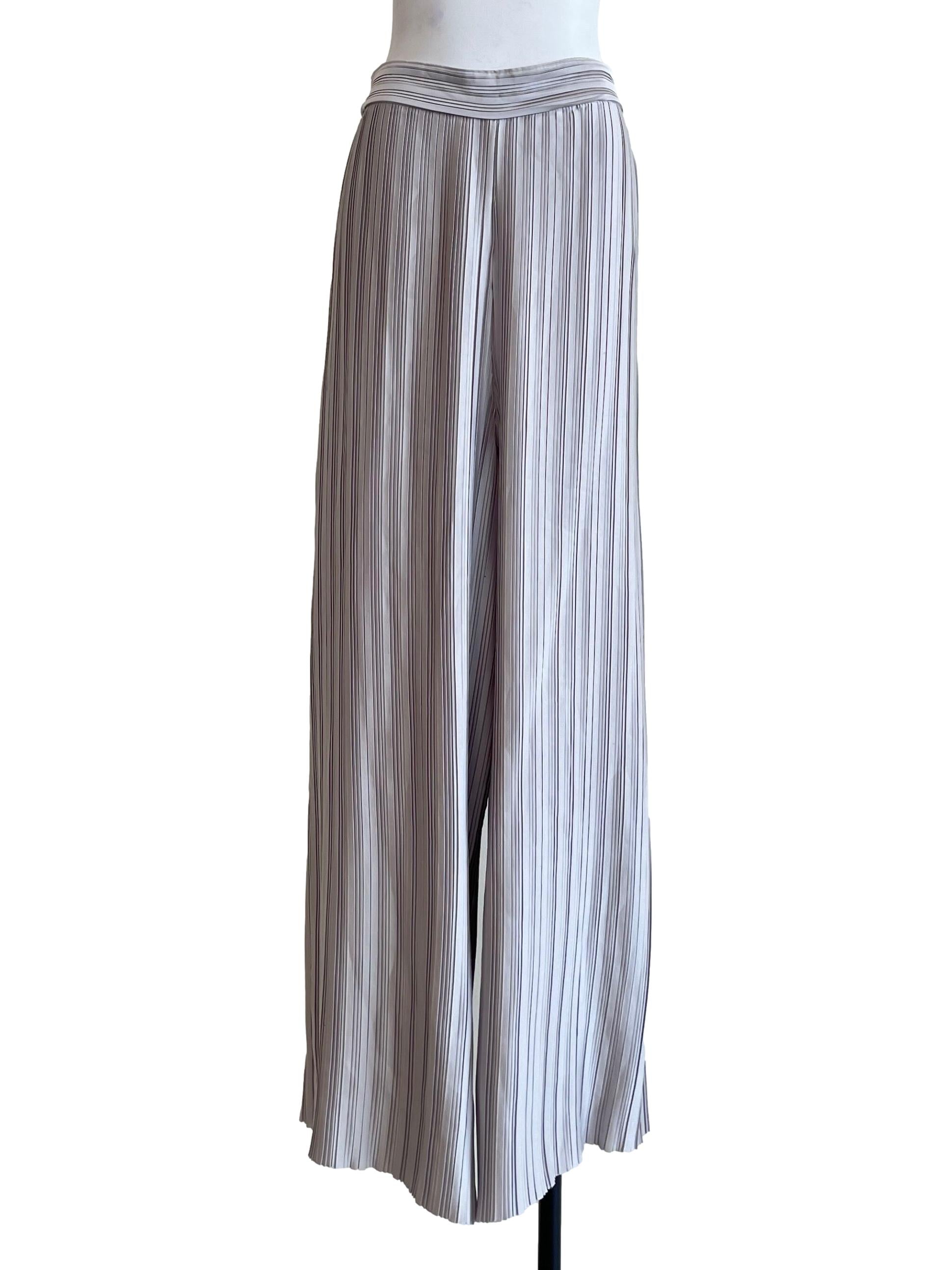 Silver Grey Pleated Wide Leg Pants