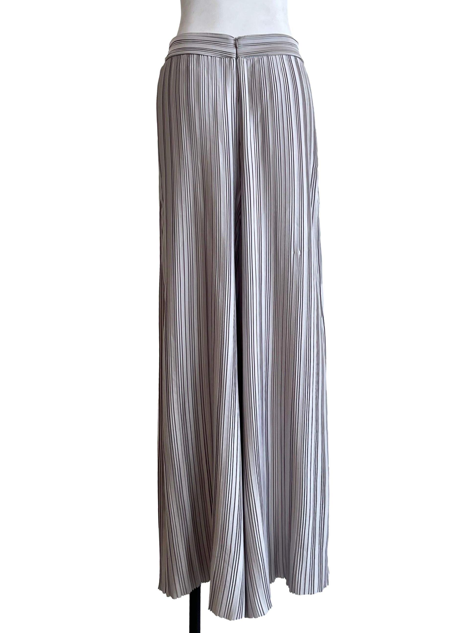 Silver Grey Pleated Wide Leg Pants