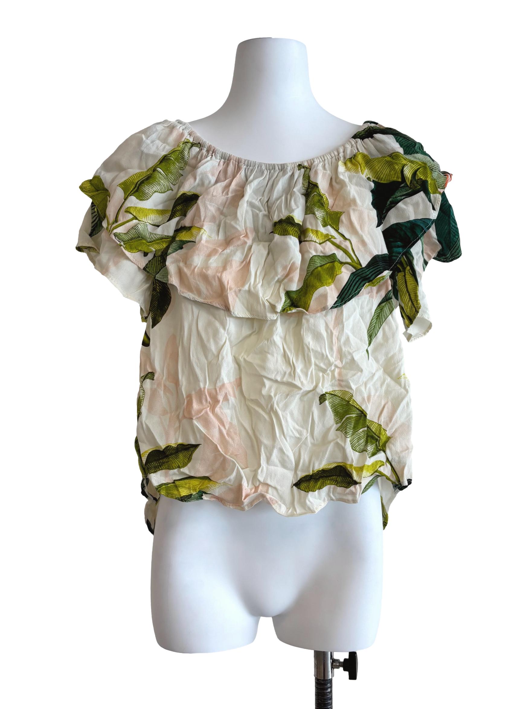 Cream Patterned Drape Blouse