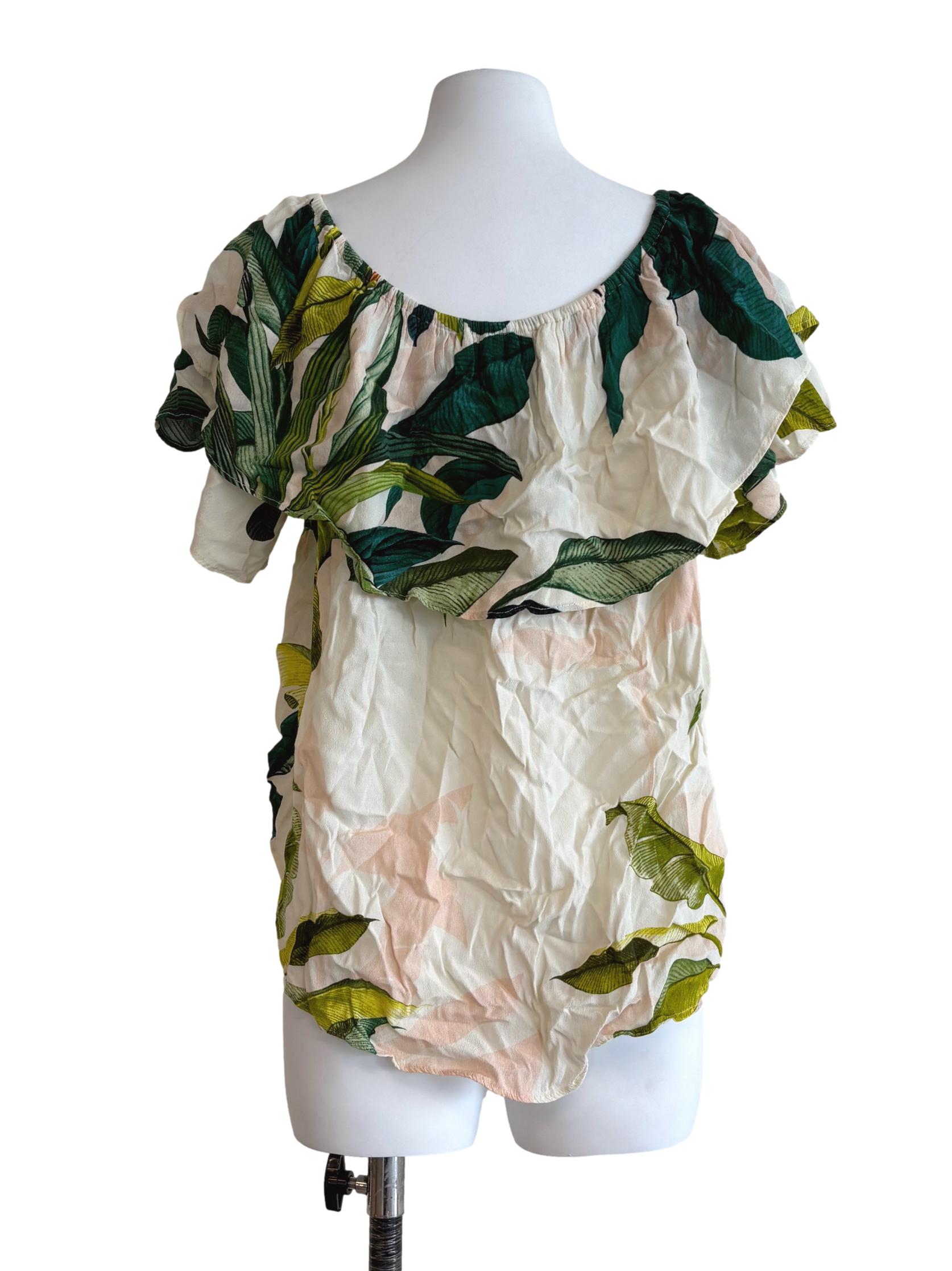 Cream Patterned Drape Blouse