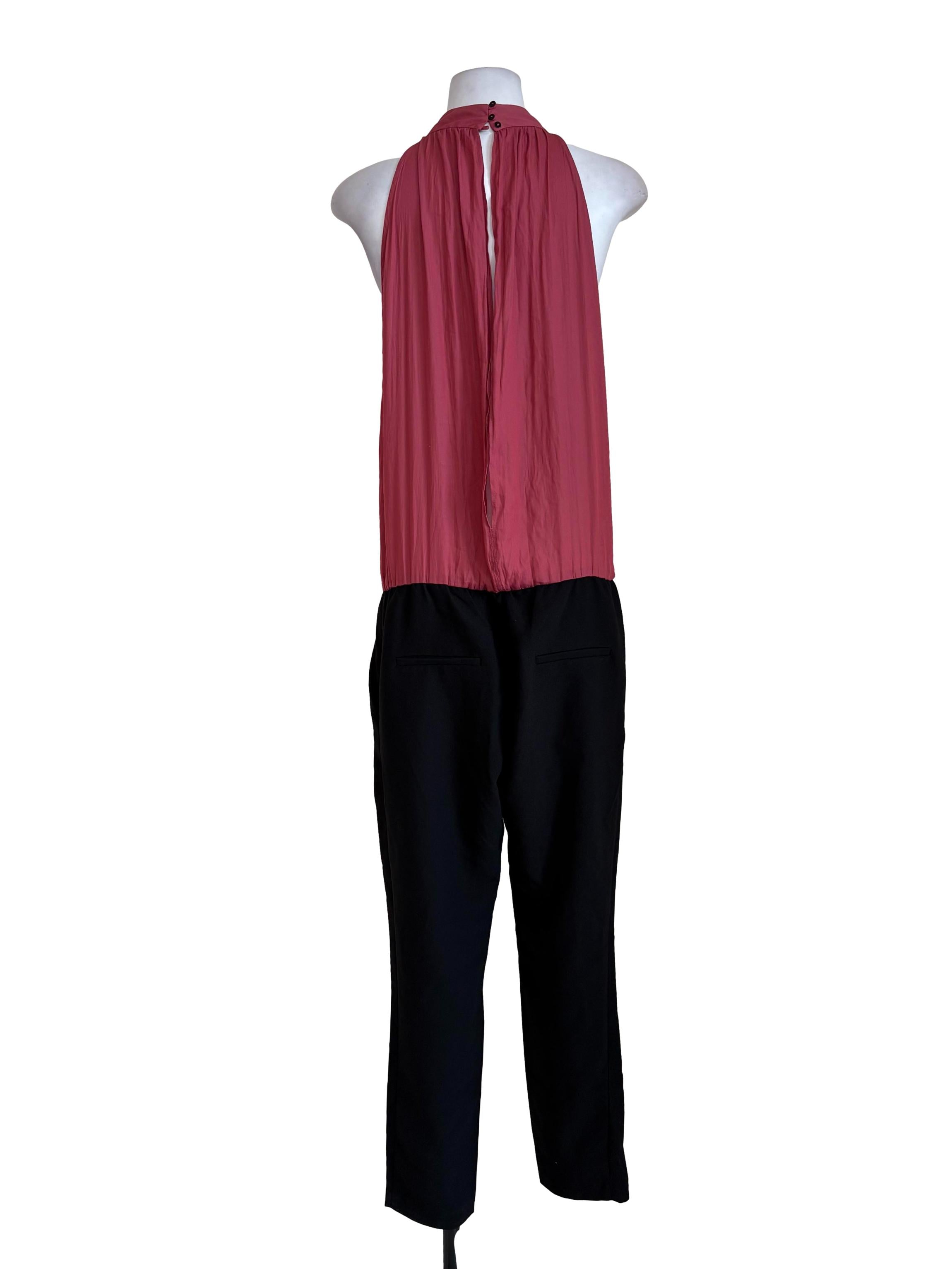 Black Punch Pink Halter Jumpsuit