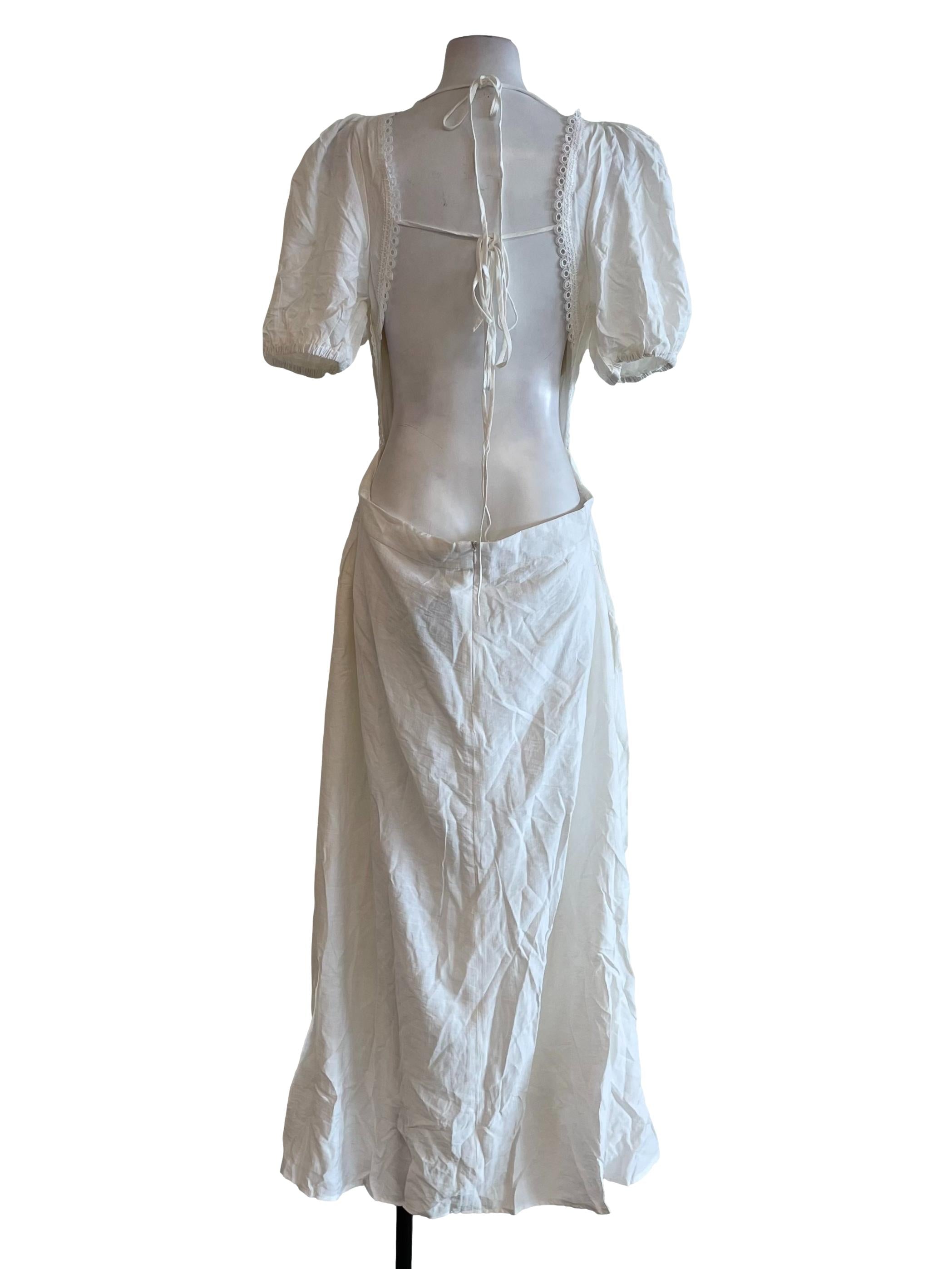 Off White Tie Low Back Maxi Dress