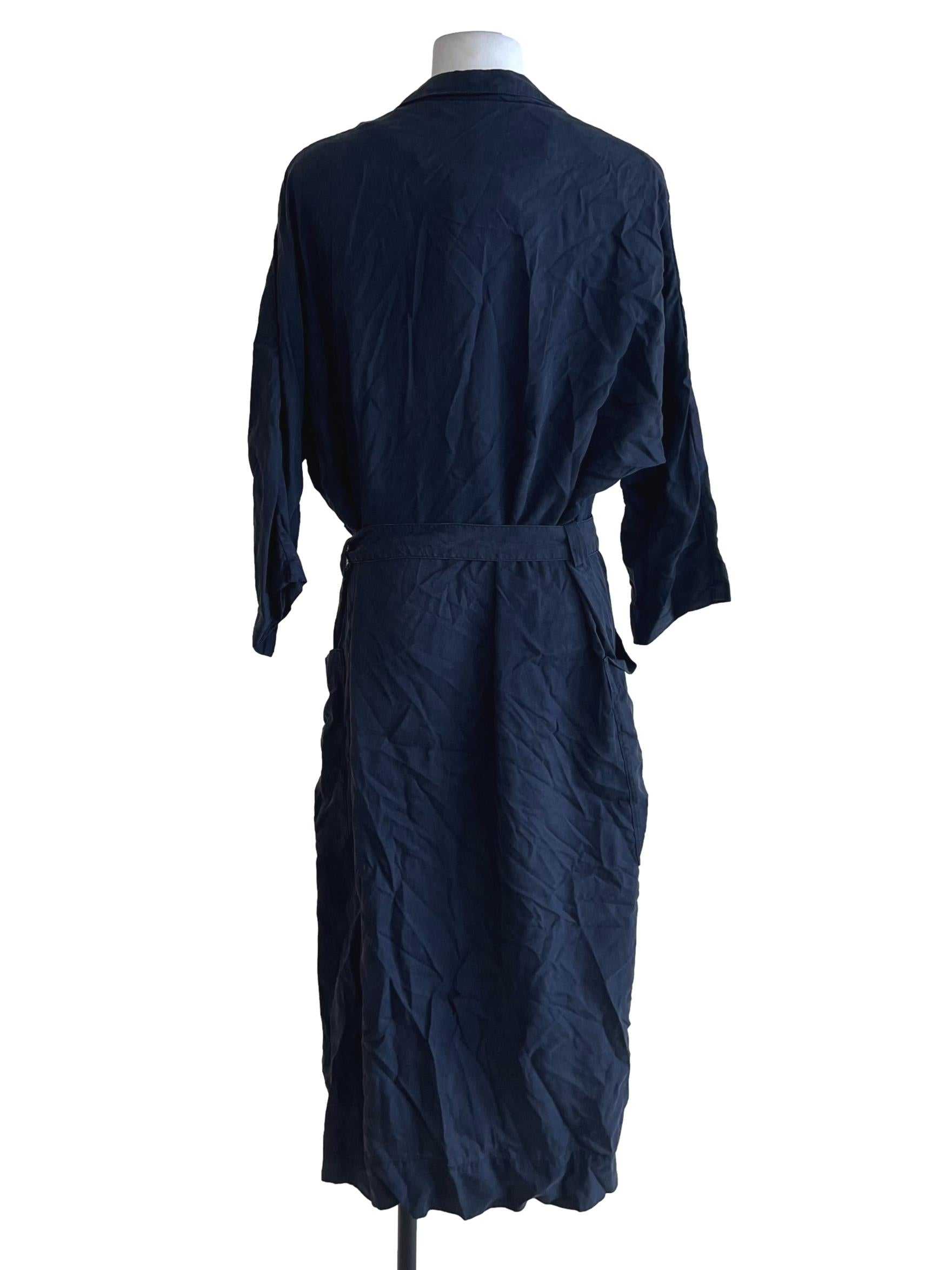 Navy Blue Wing Collar Shirt Dress