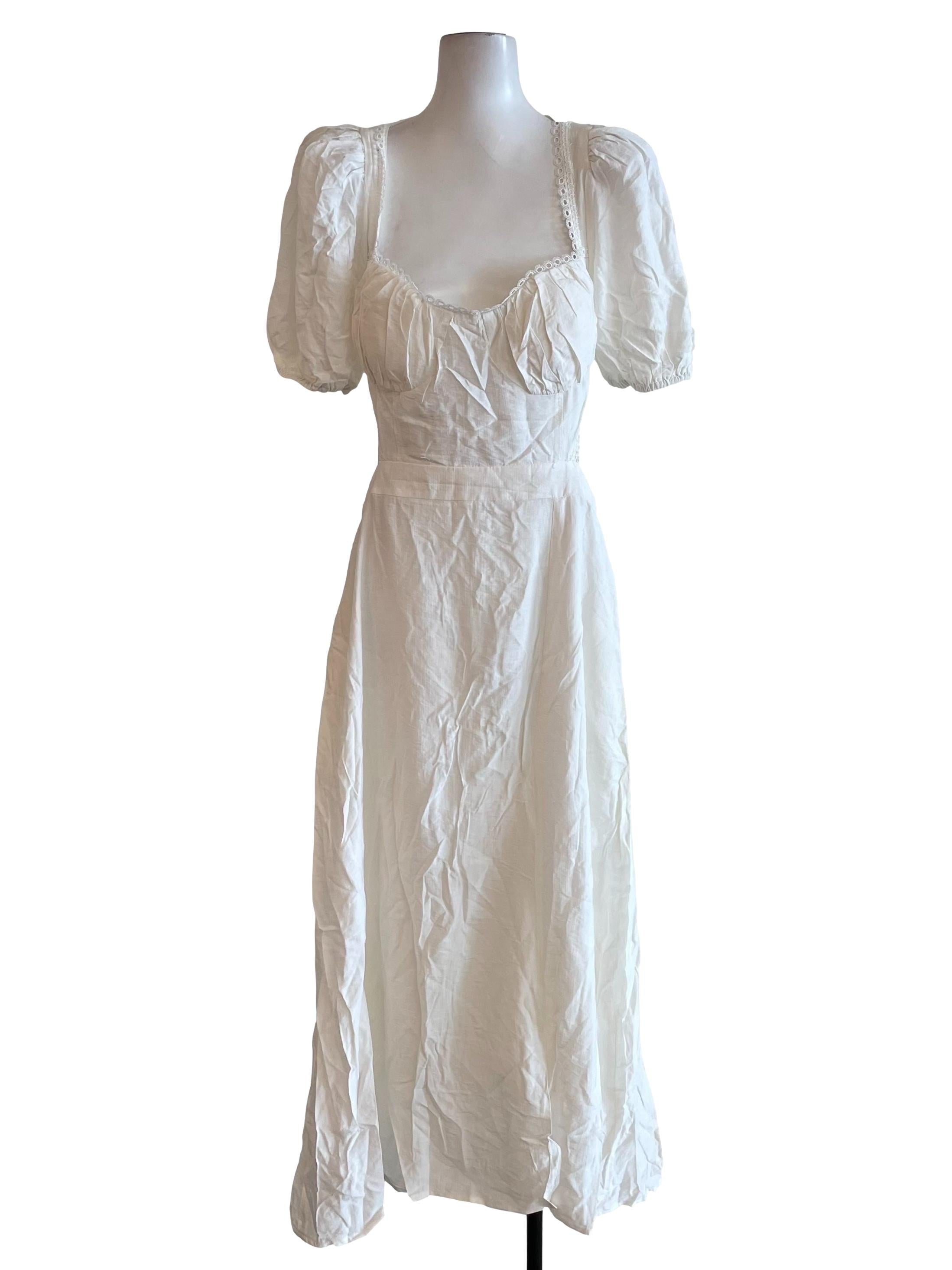 Off White Tie Low Back Maxi Dress