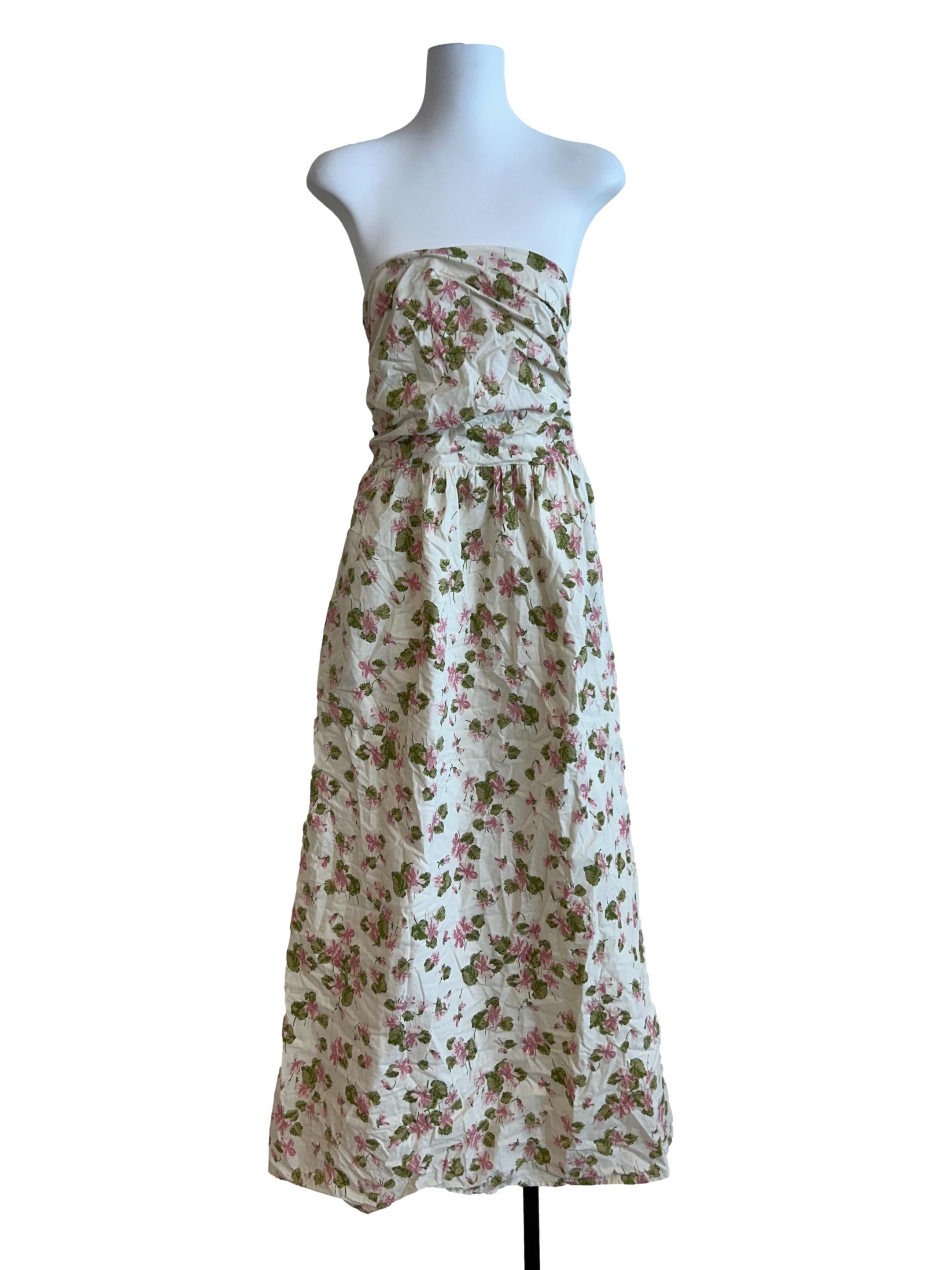 Ivory White Floral Strapless Dress
