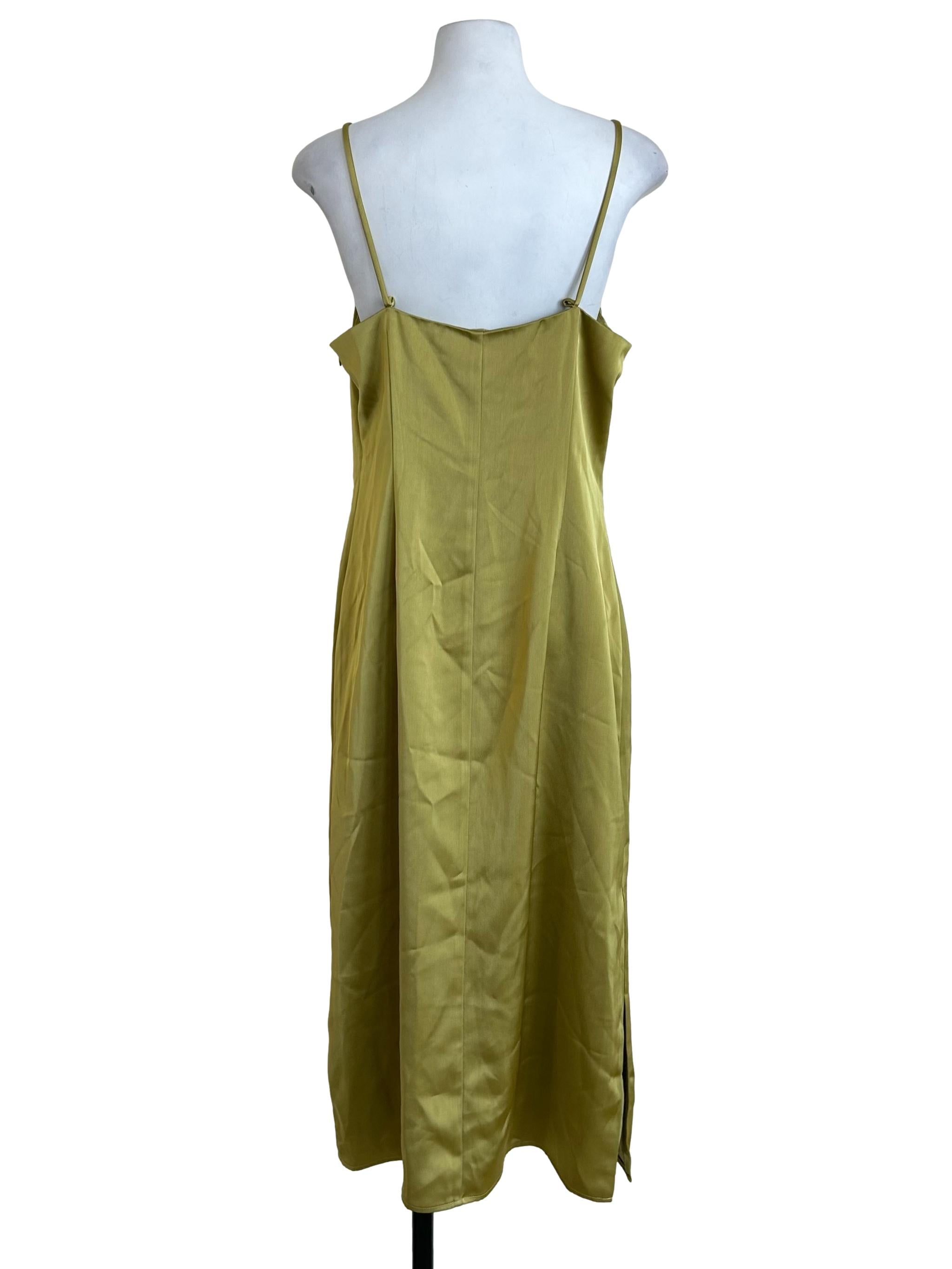 Olive Green Satin Slip Dress OSN
