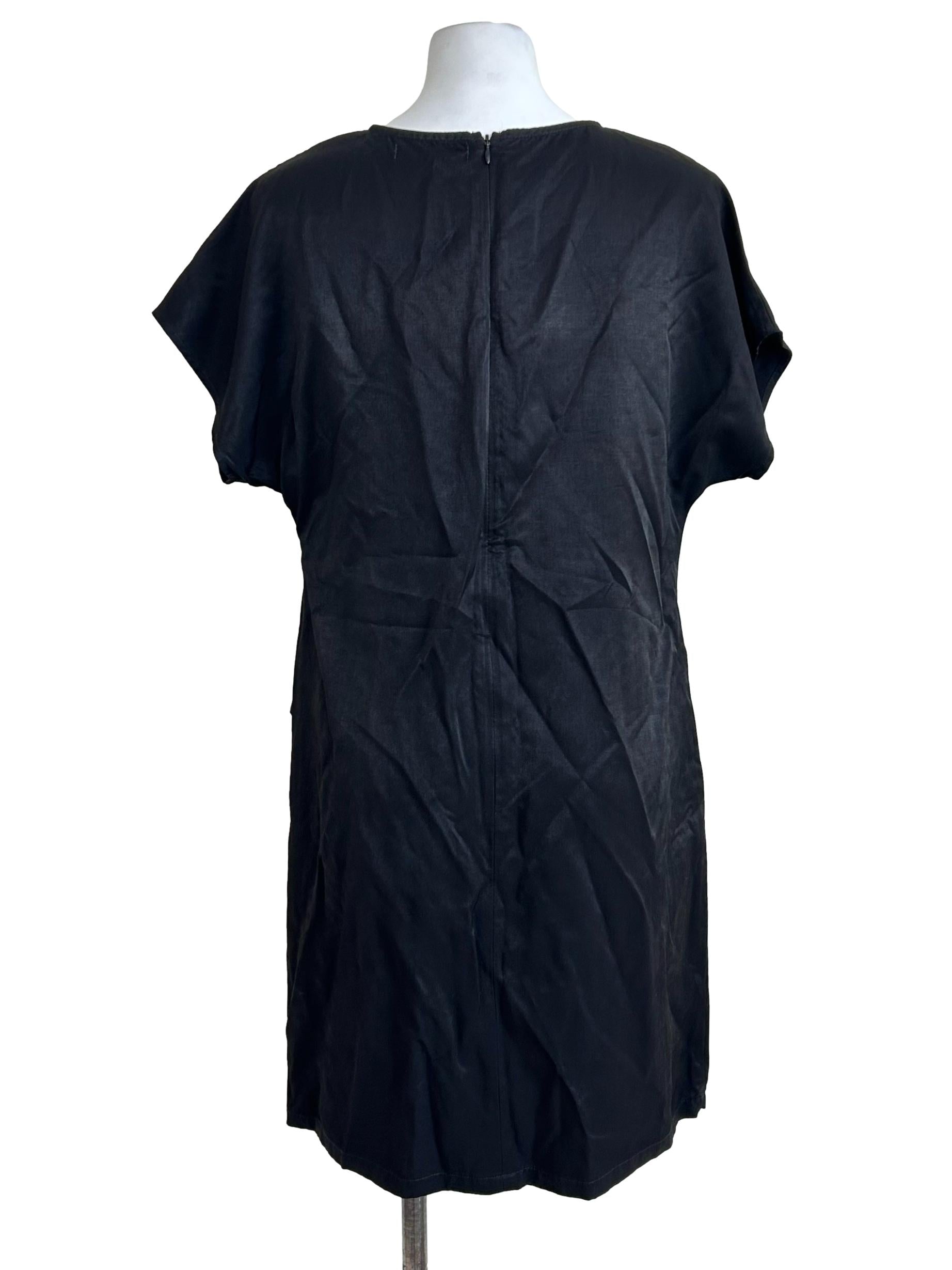 Black Draped Shift Dress