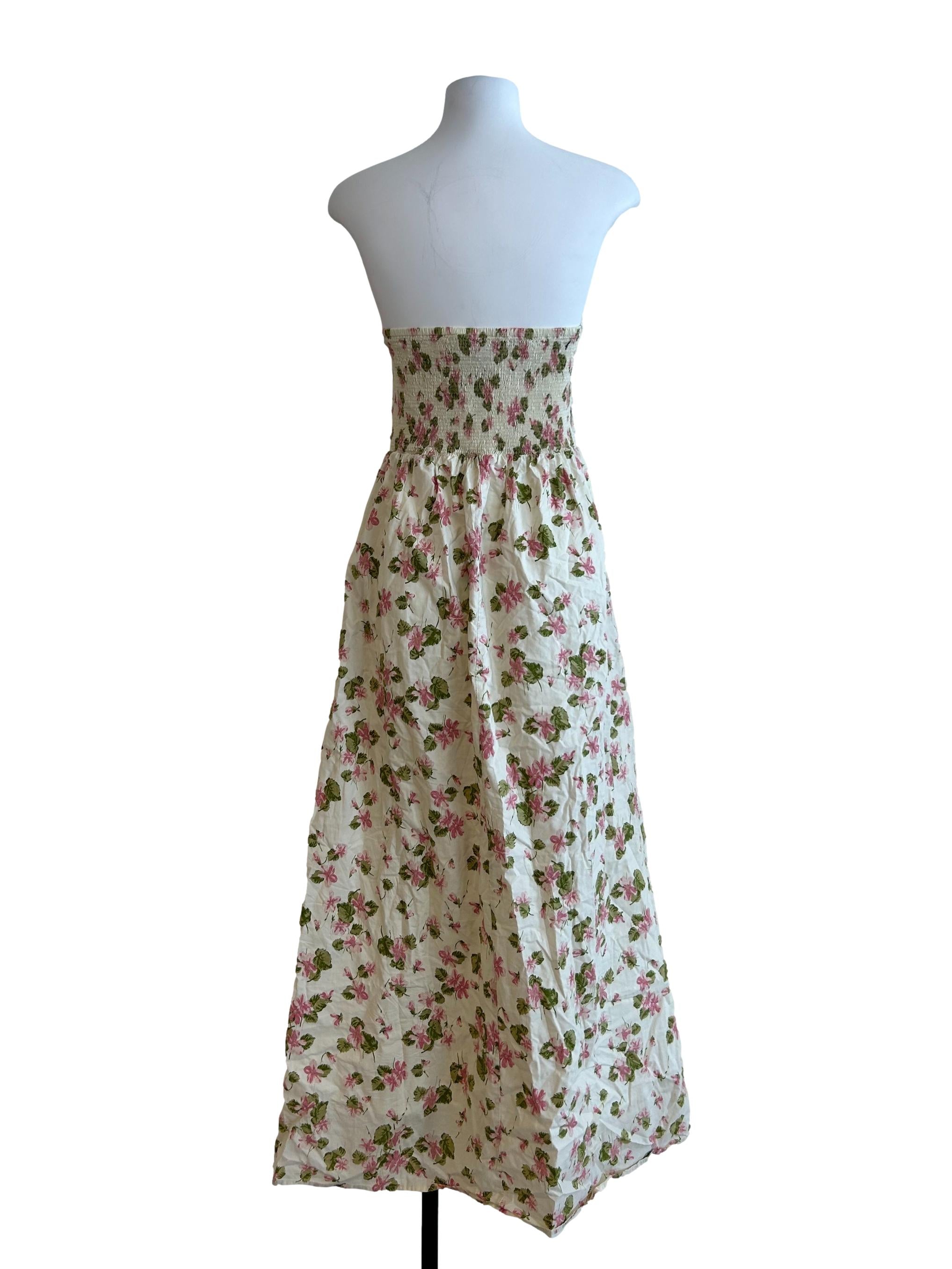 Ivory White Floral Strapless Dress