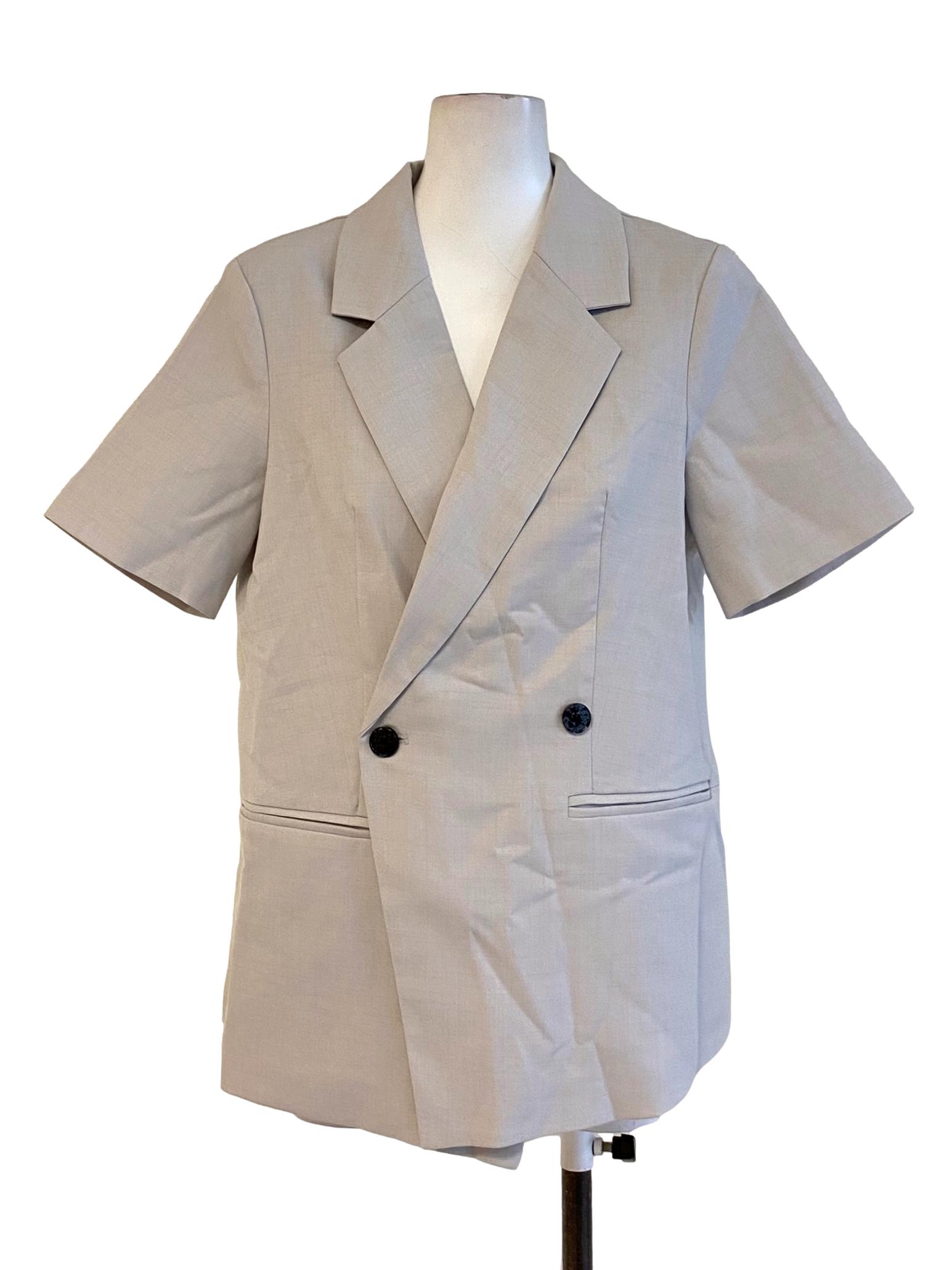 Coin Grey Double Breasted Short Sleeve Blazer