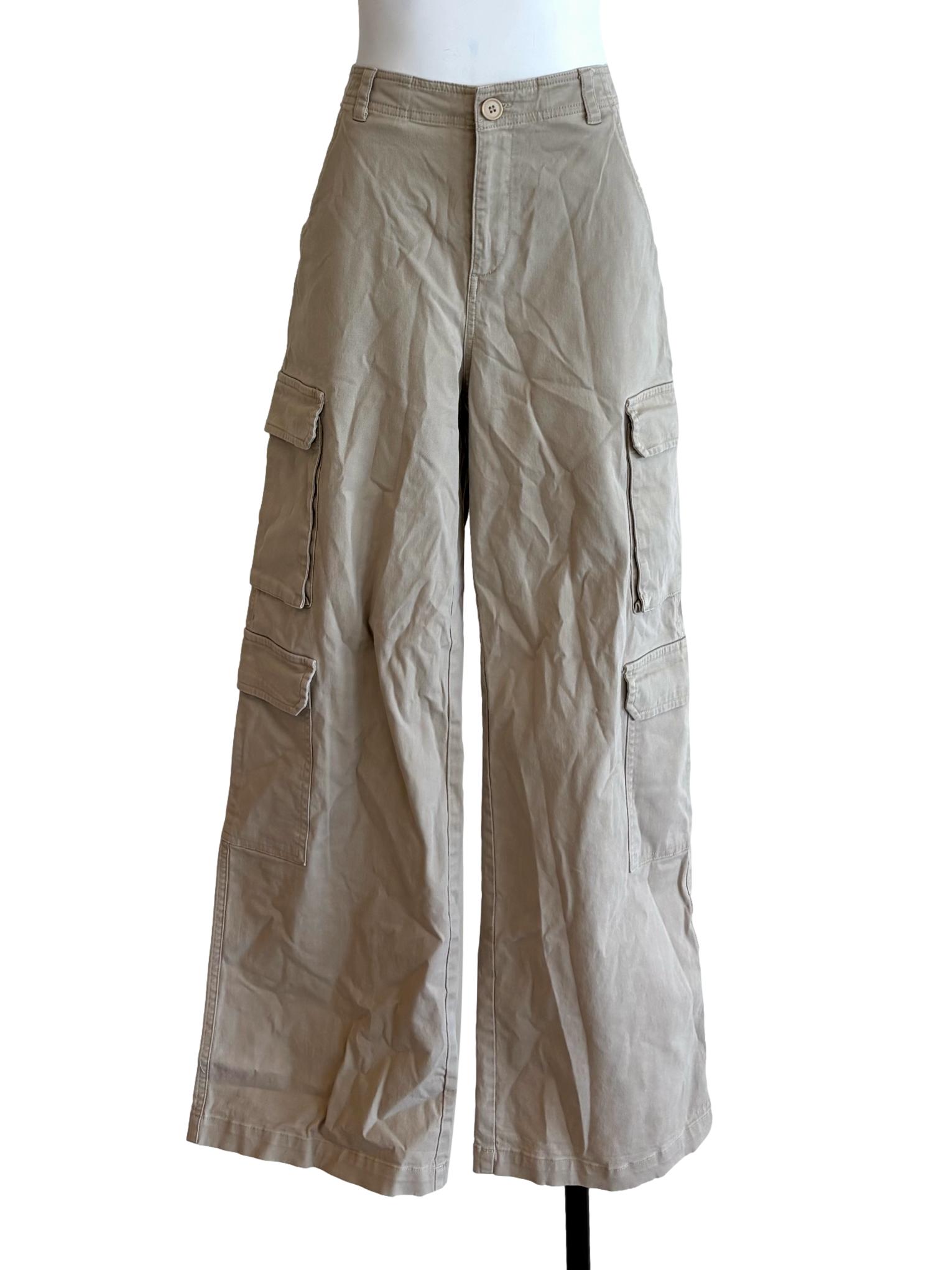 Bone Beige Straight Cargo Pants