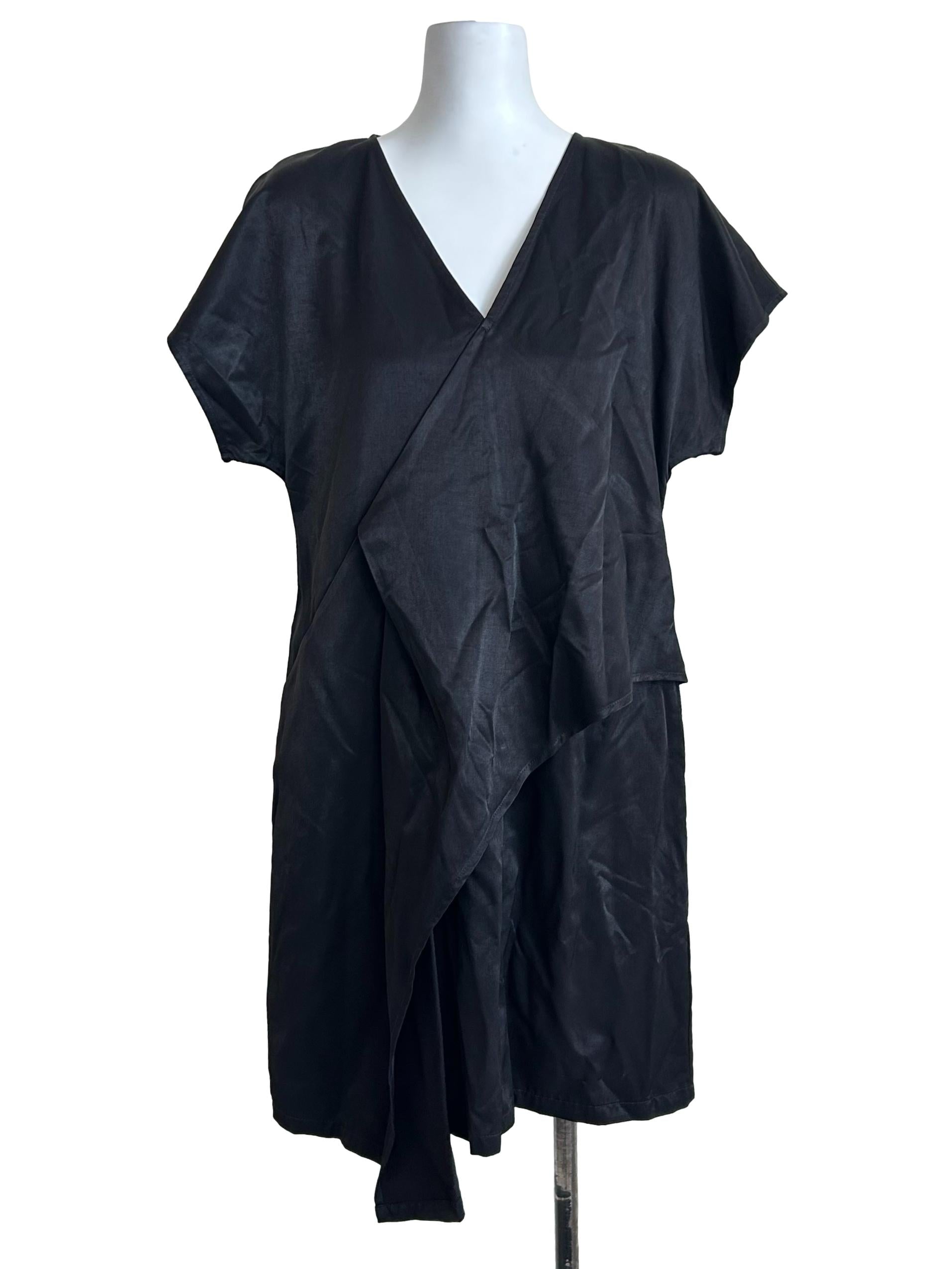 Black Draped Shift Dress