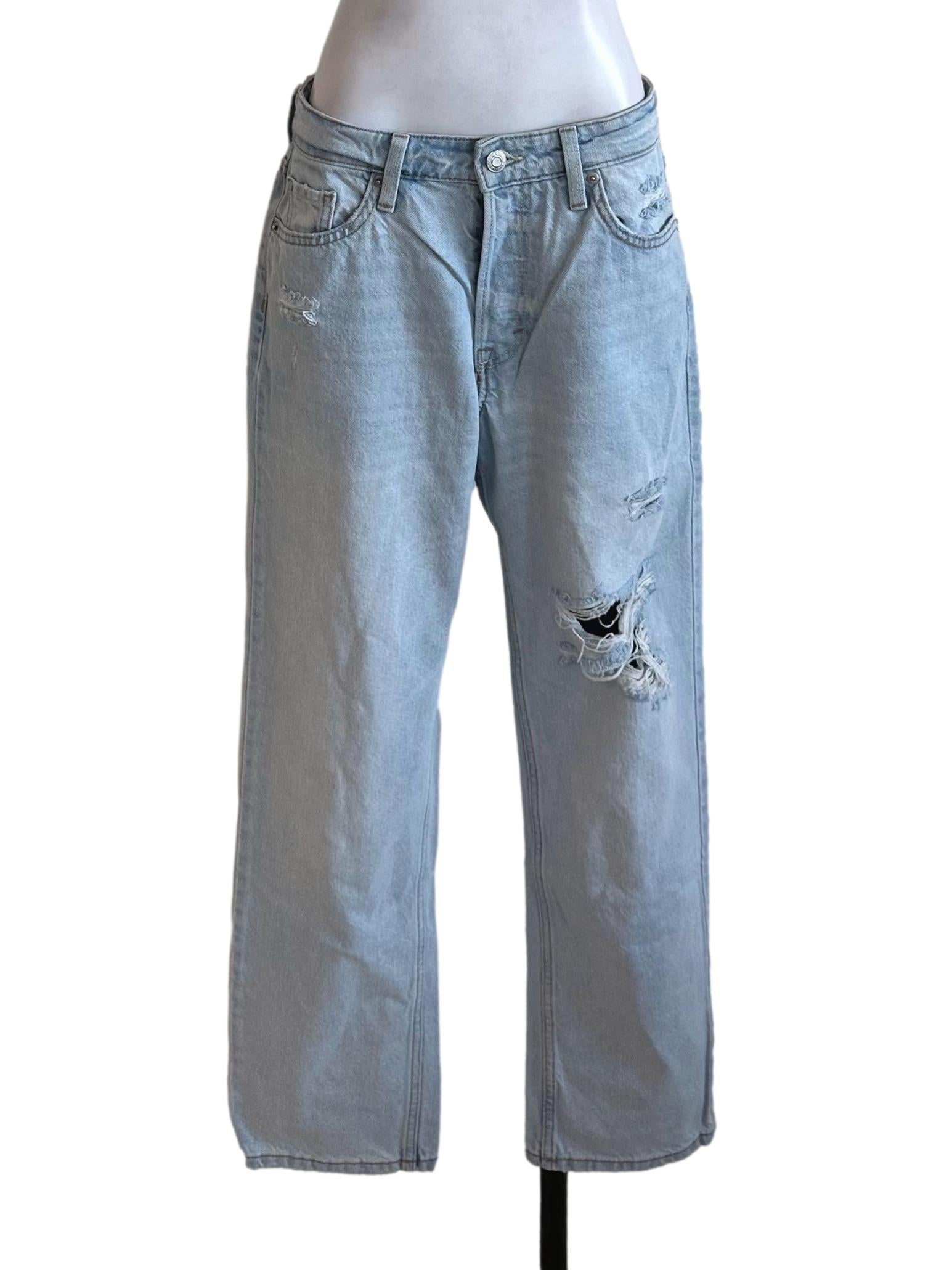 Light Blue Denim Ripped Jeans