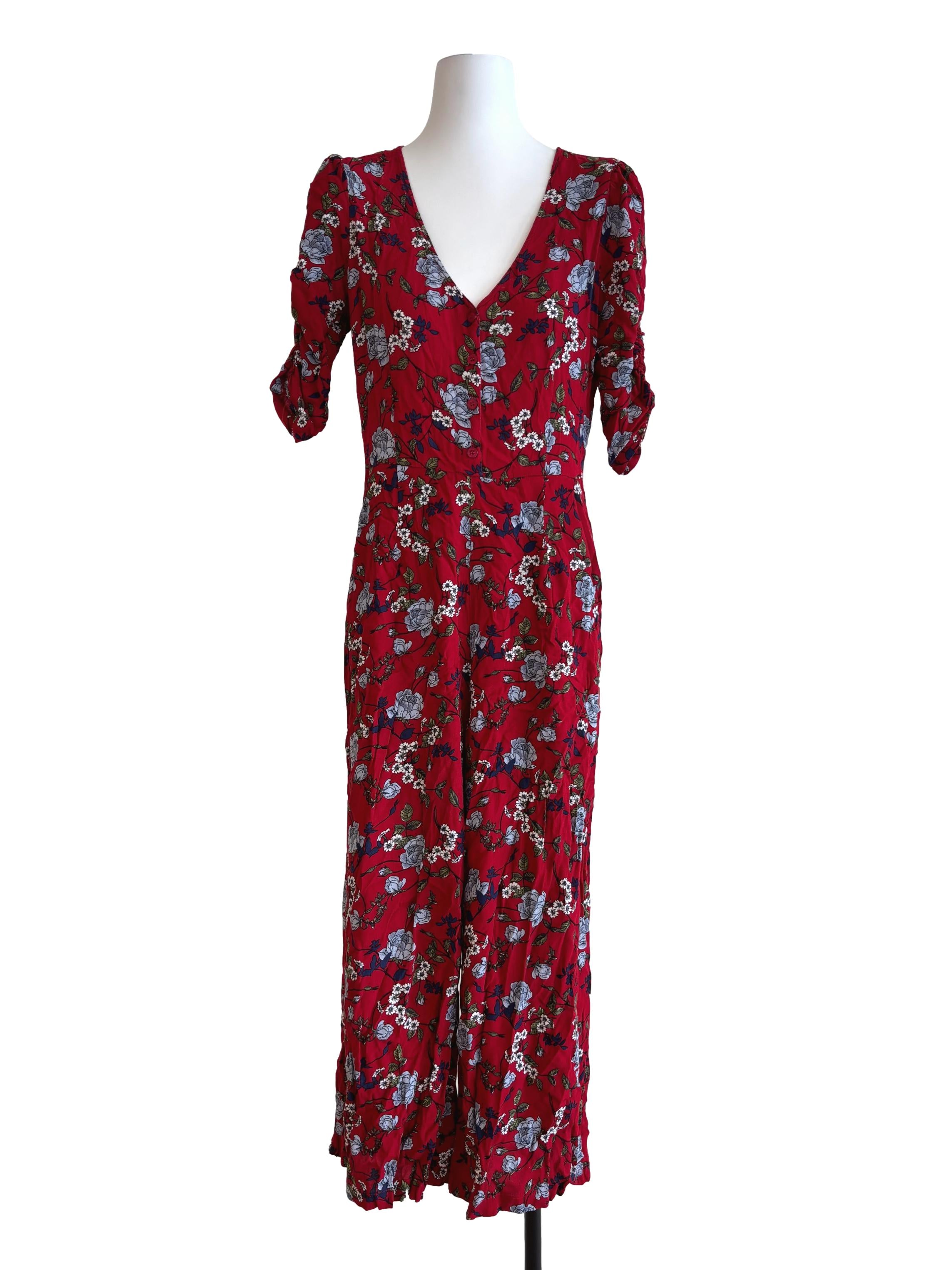 Berry Red Floral Jumpsuit