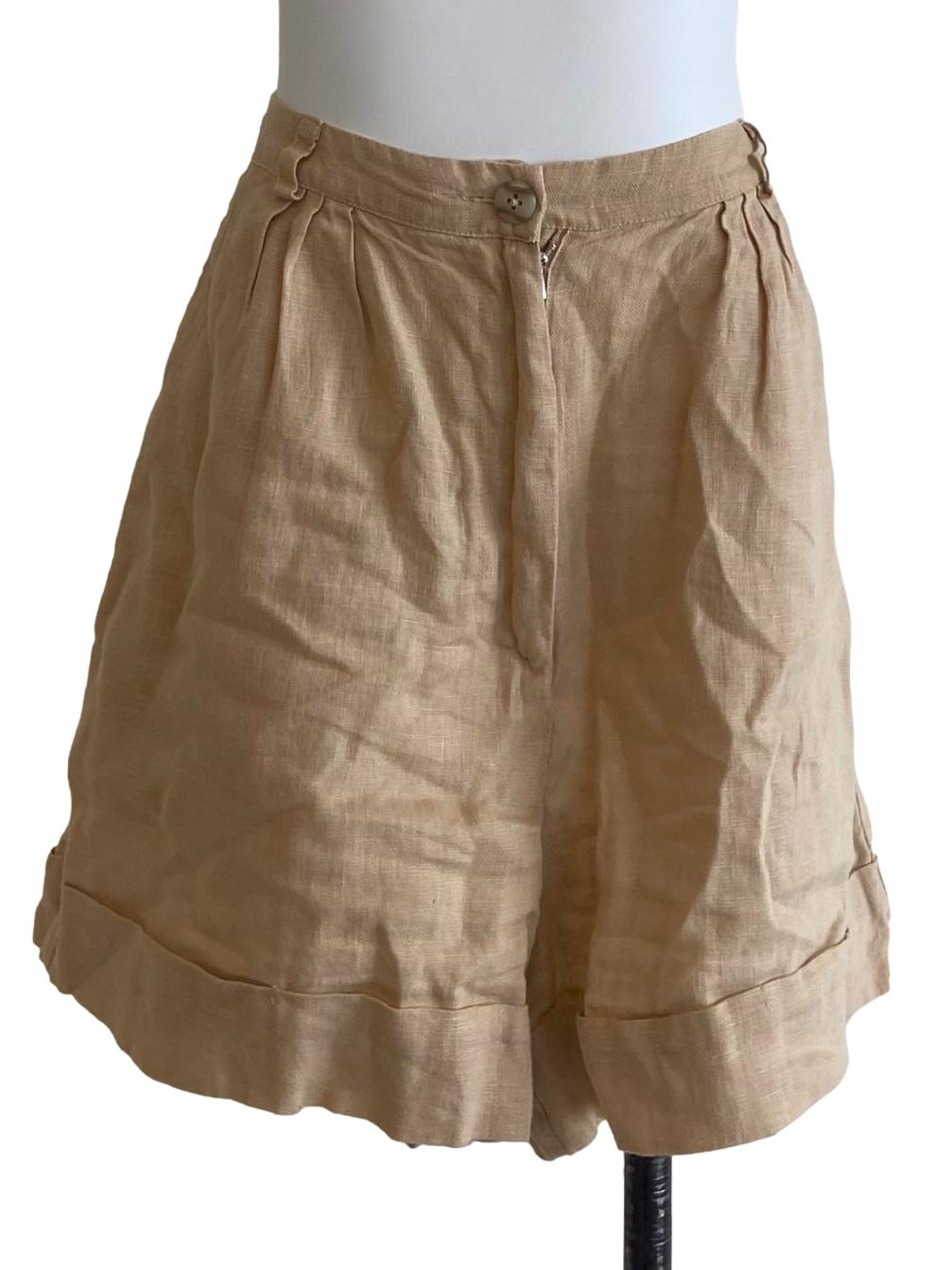 Linen Beige Twill Shorts