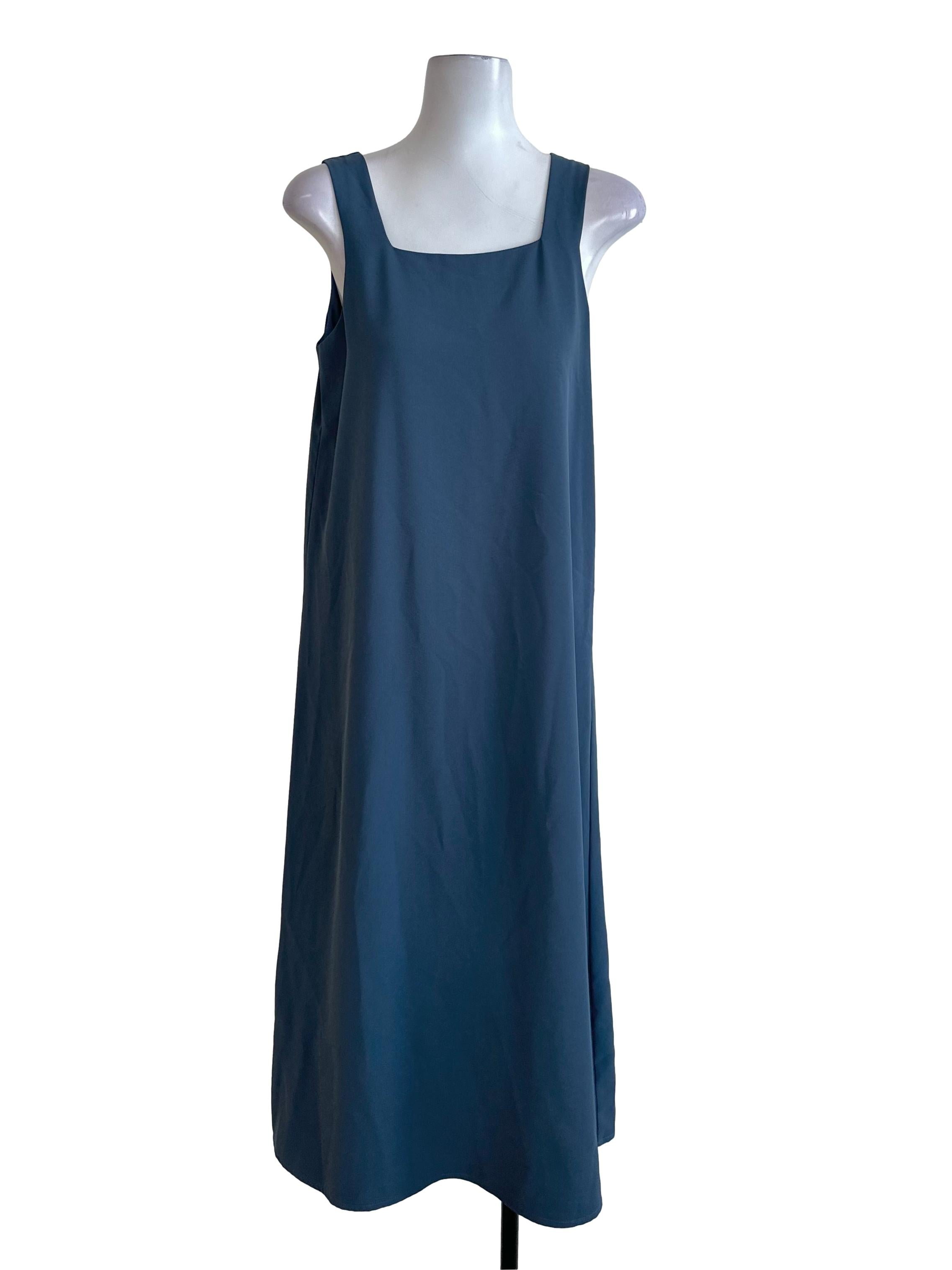 Spruce Blue Square Neck Slip Dress