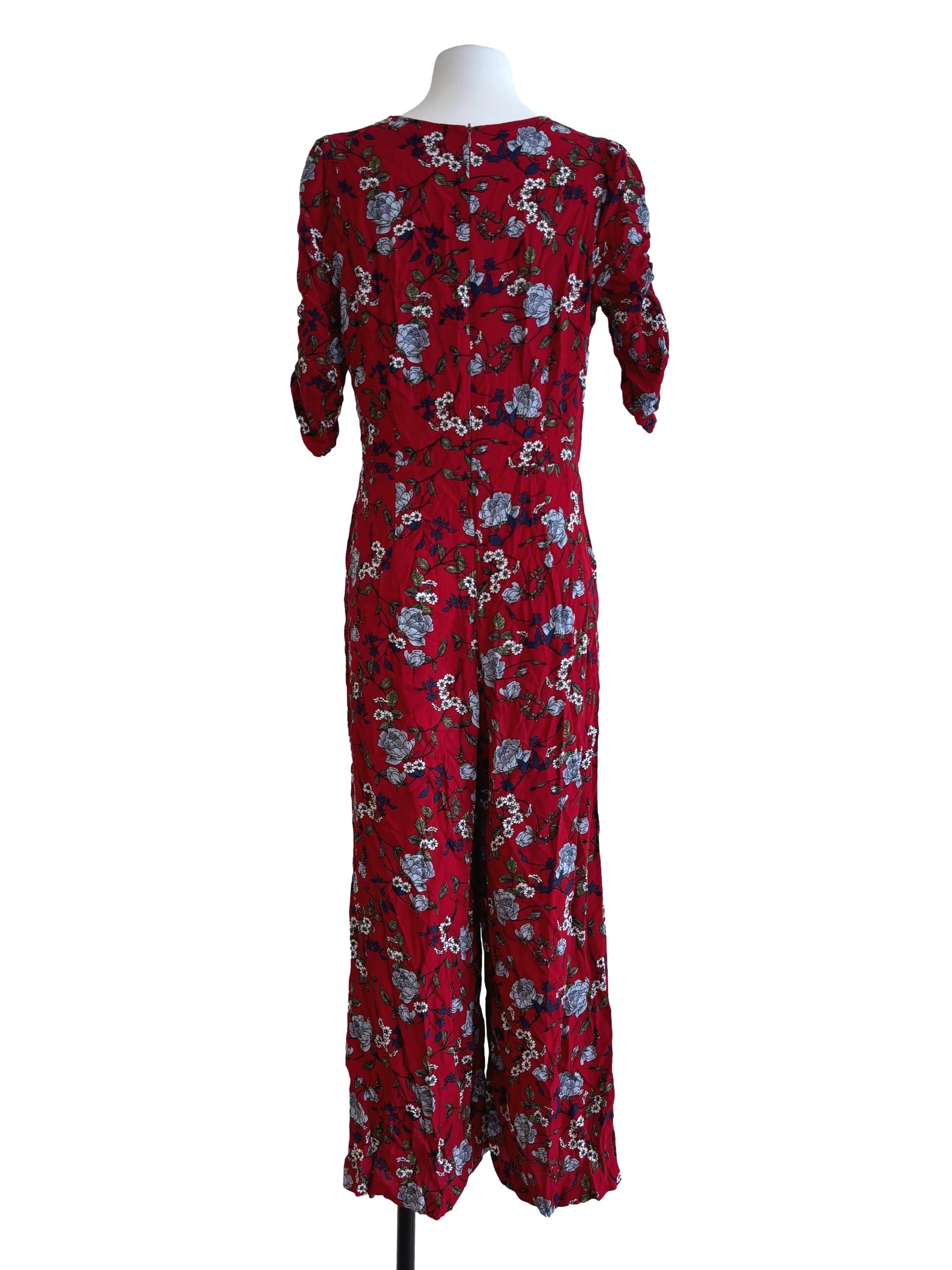 Berry Red Floral Jumpsuit