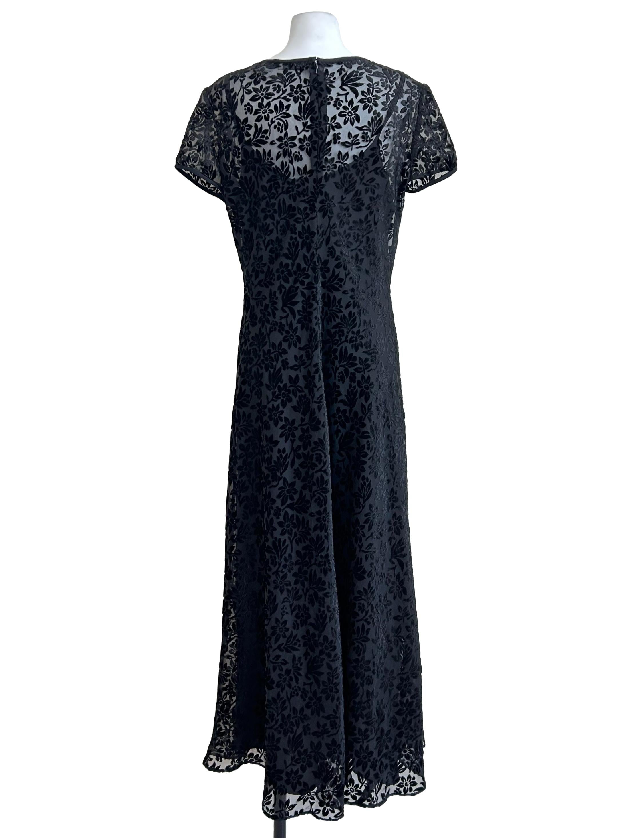 Black Floral Velvet Maxi Dress