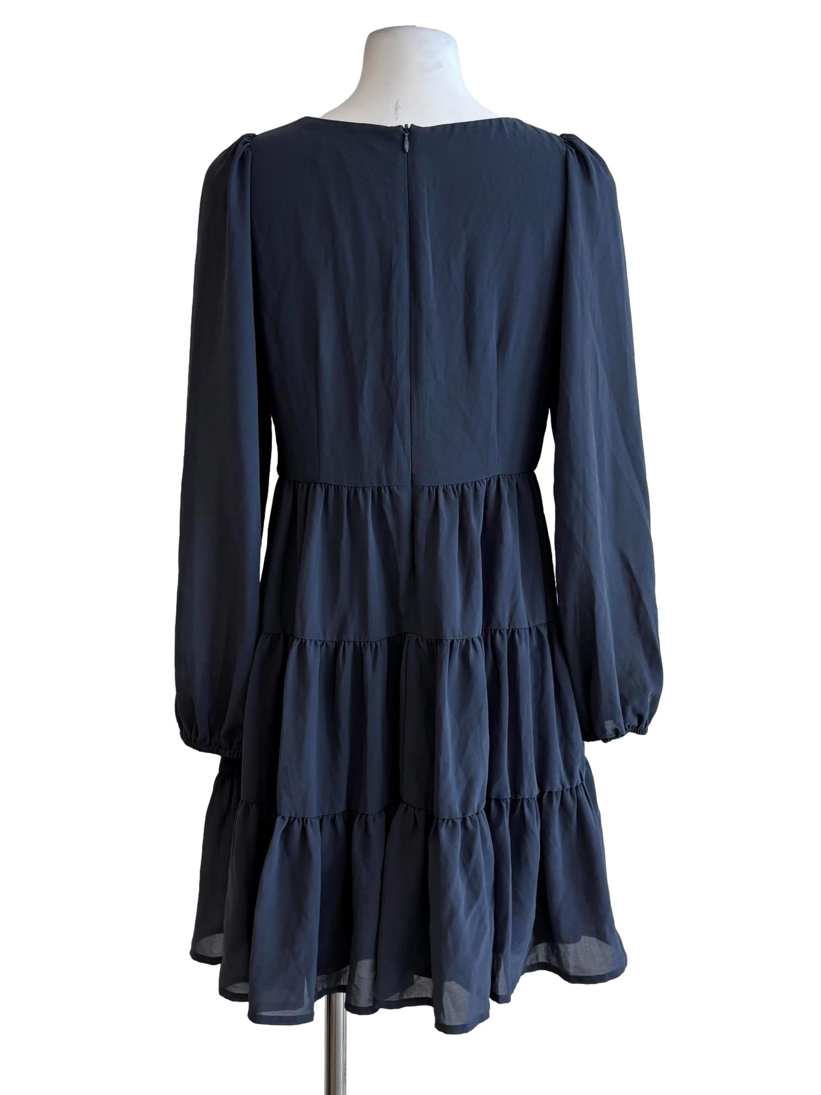 Aegean Blue Long Sleeve Tier Dress