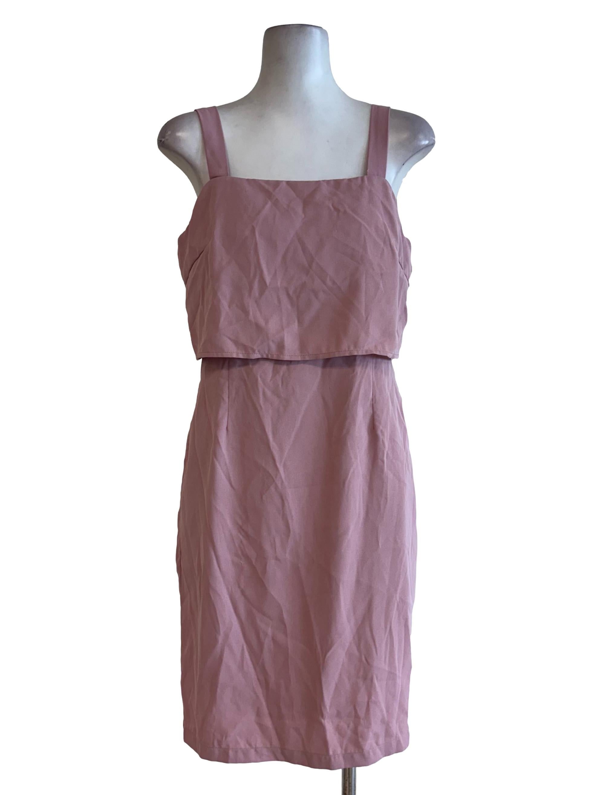 Flamingo Pink Square Neck Mini Dress