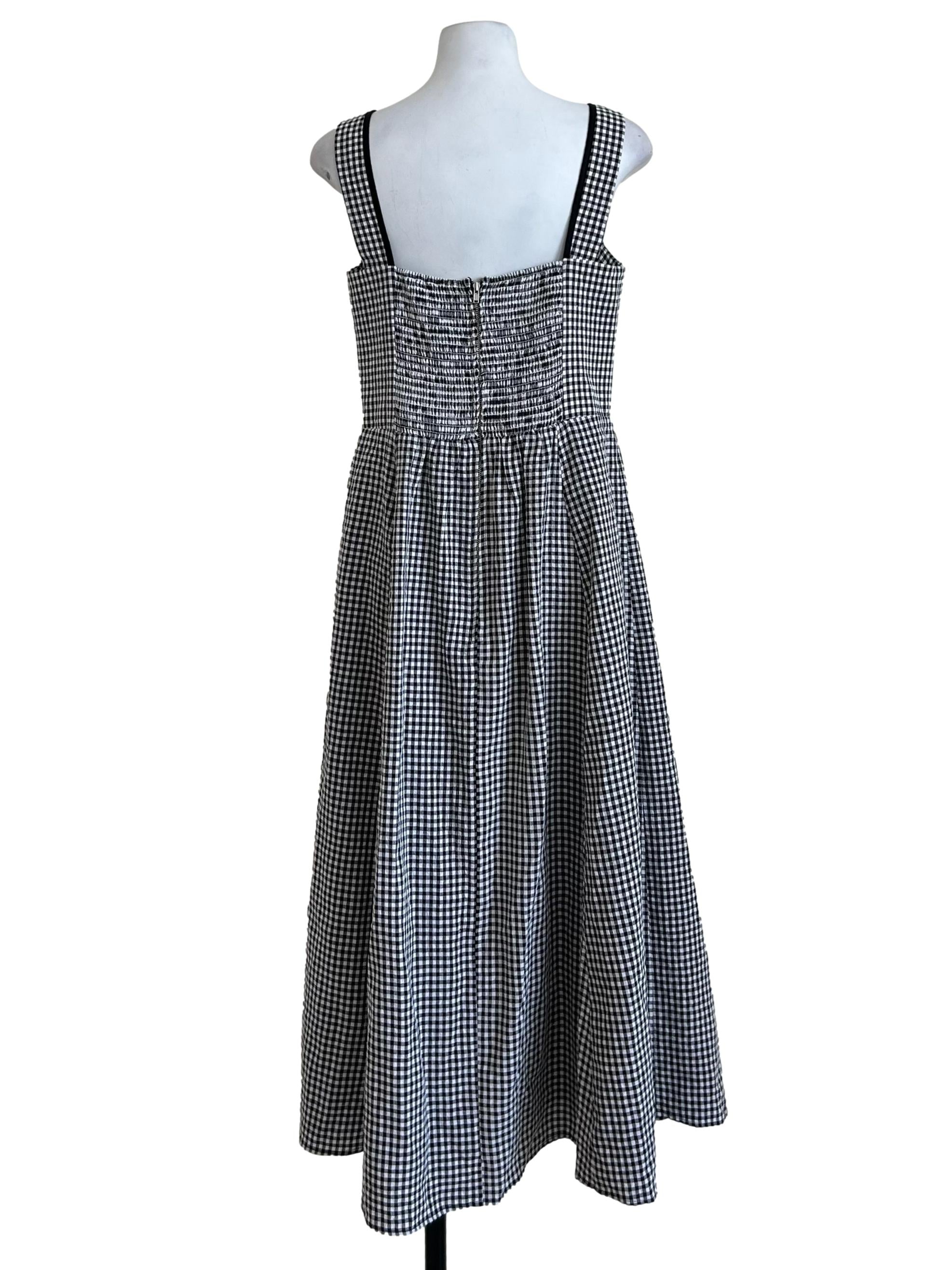 Black White Gingham Checked Maxi Dress CM