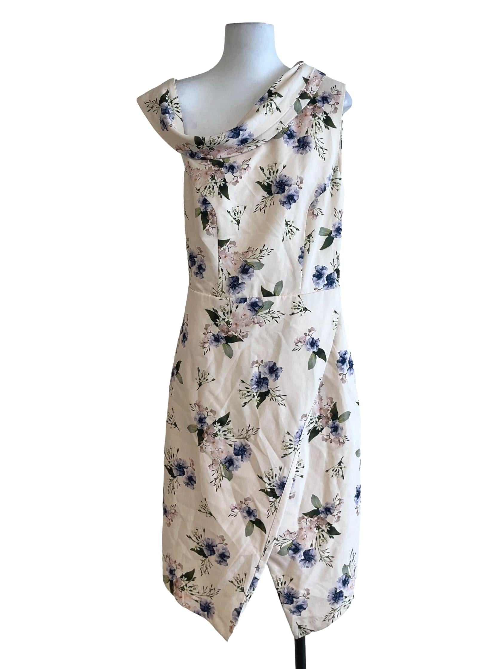 Cream White Floral A-Line Dress