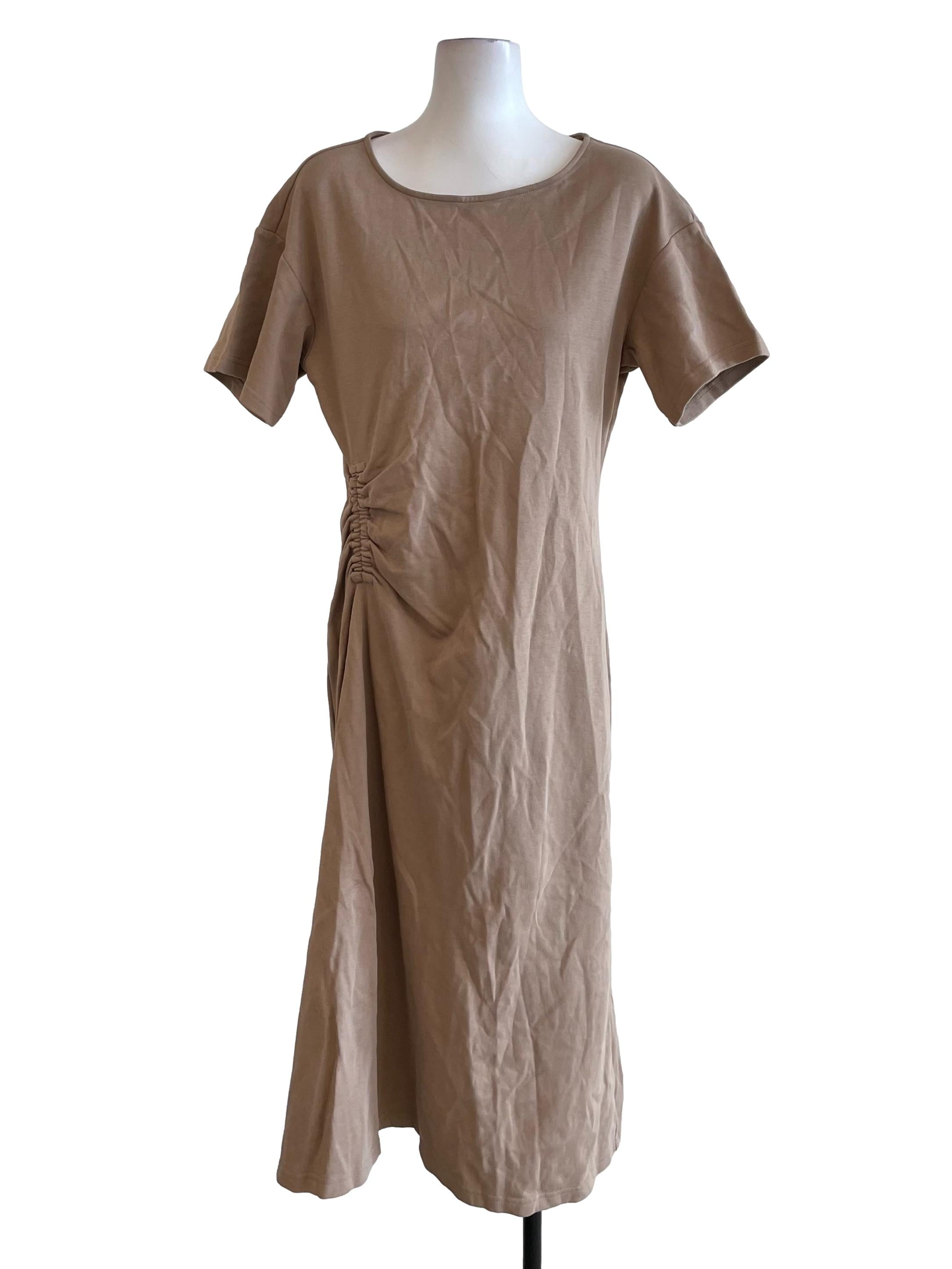 Khaki Scrunch Waist Dress