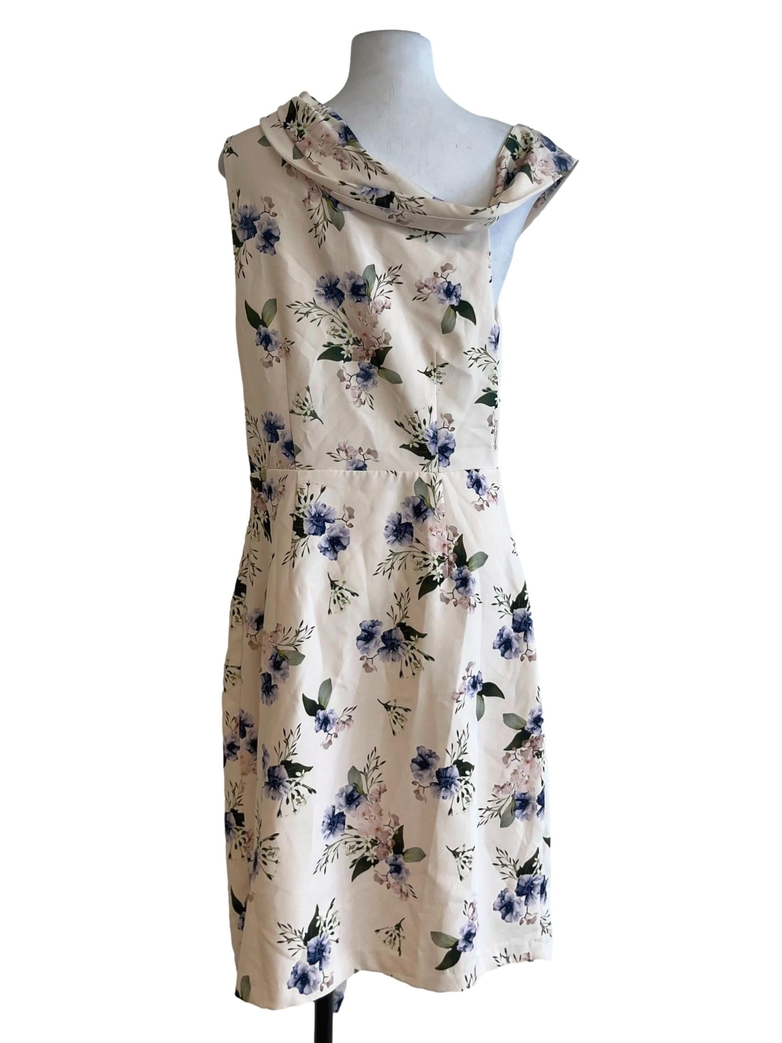 Cream White Floral A-Line Dress
