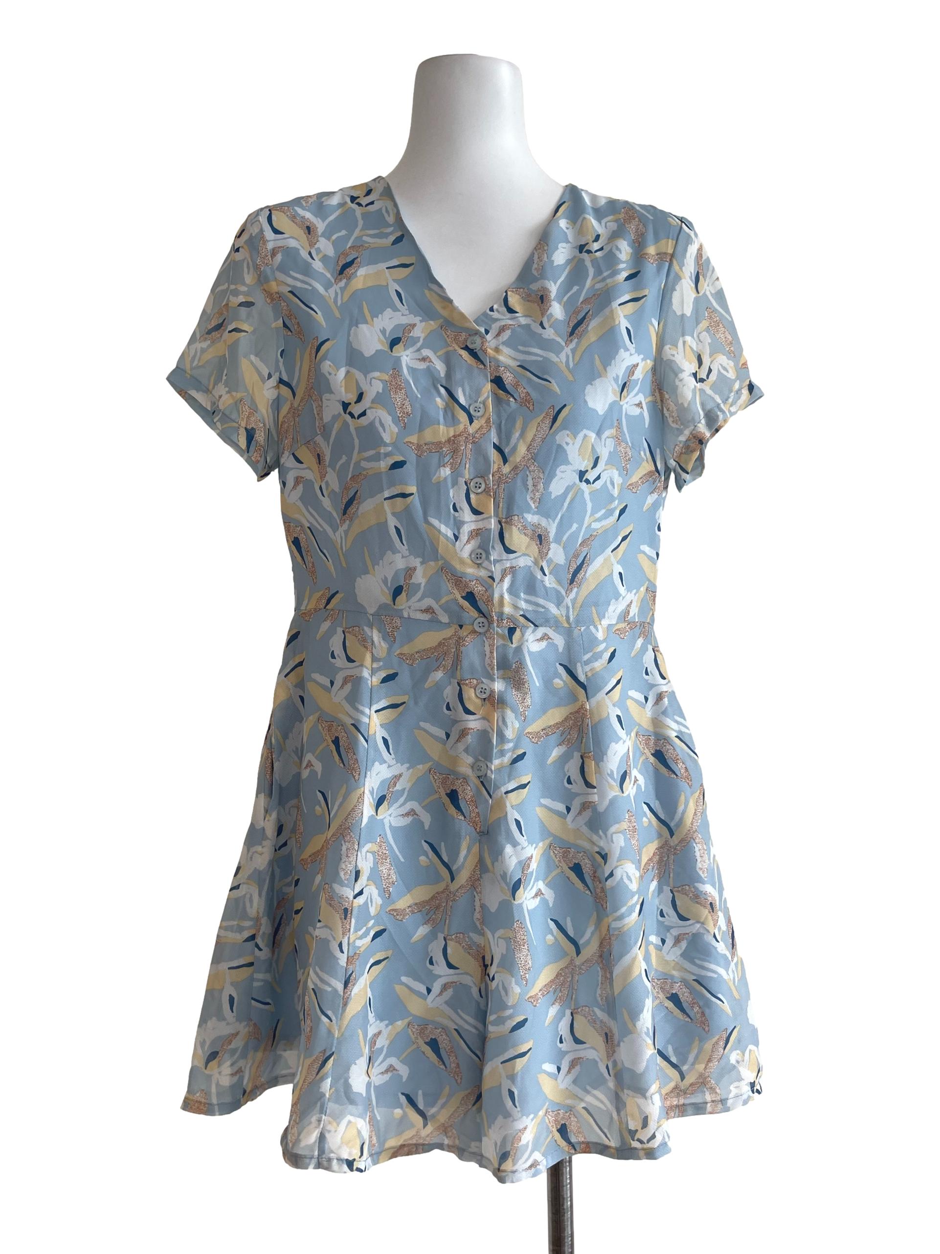 Baby Blue Orchid Pattern Romper