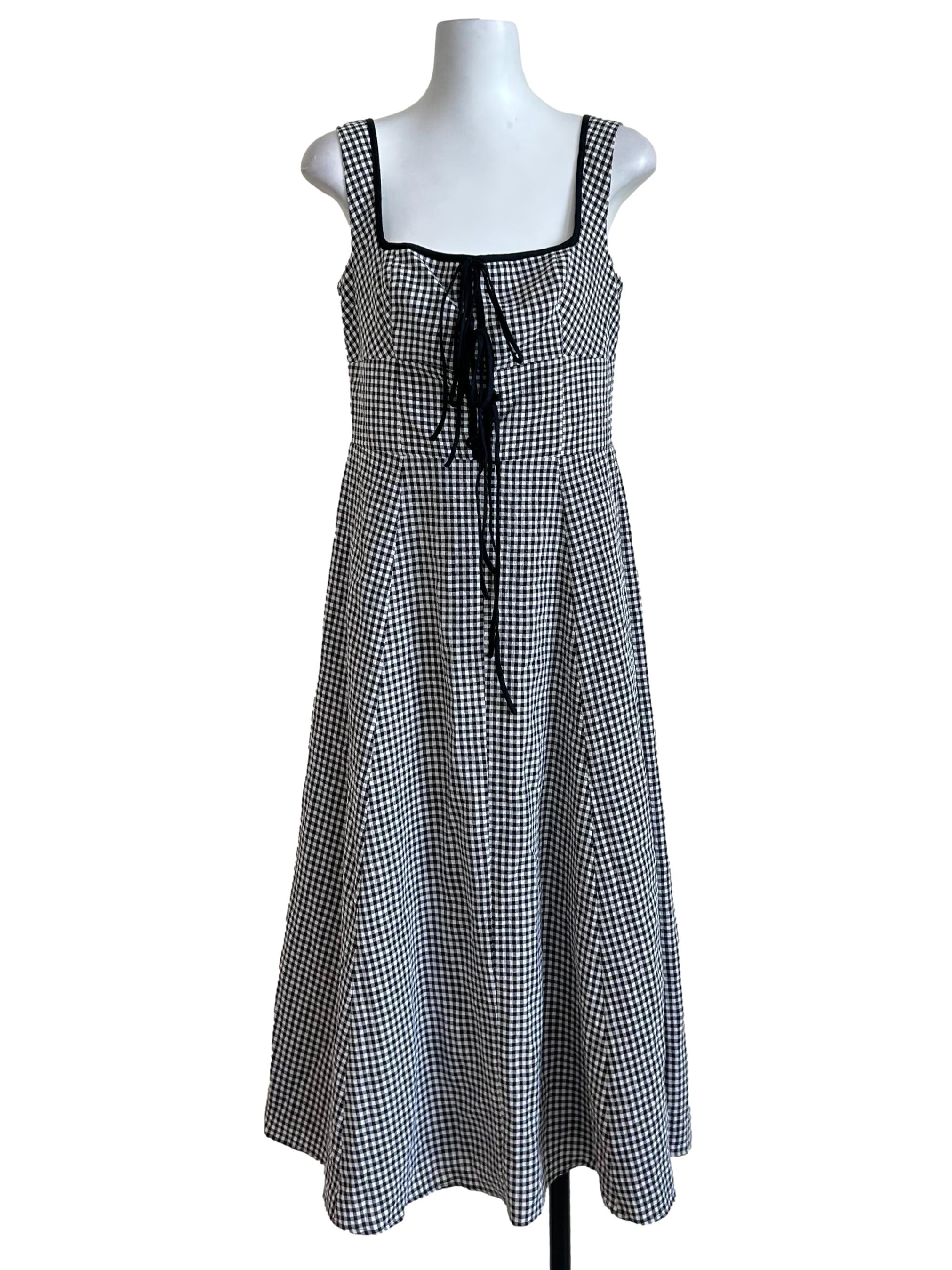 Black White Gingham Checked Maxi Dress CM