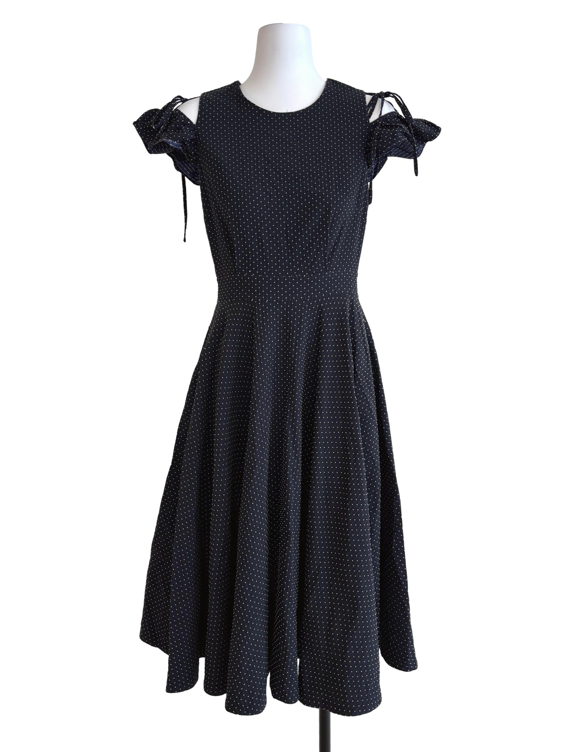 Raven Black Polka Dot A-Line Dress