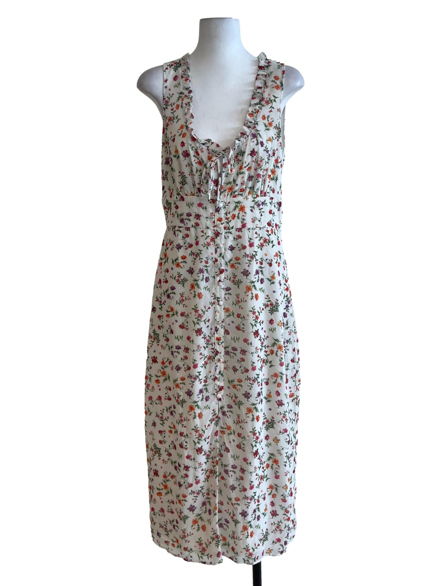 White Floral A-Line Dress