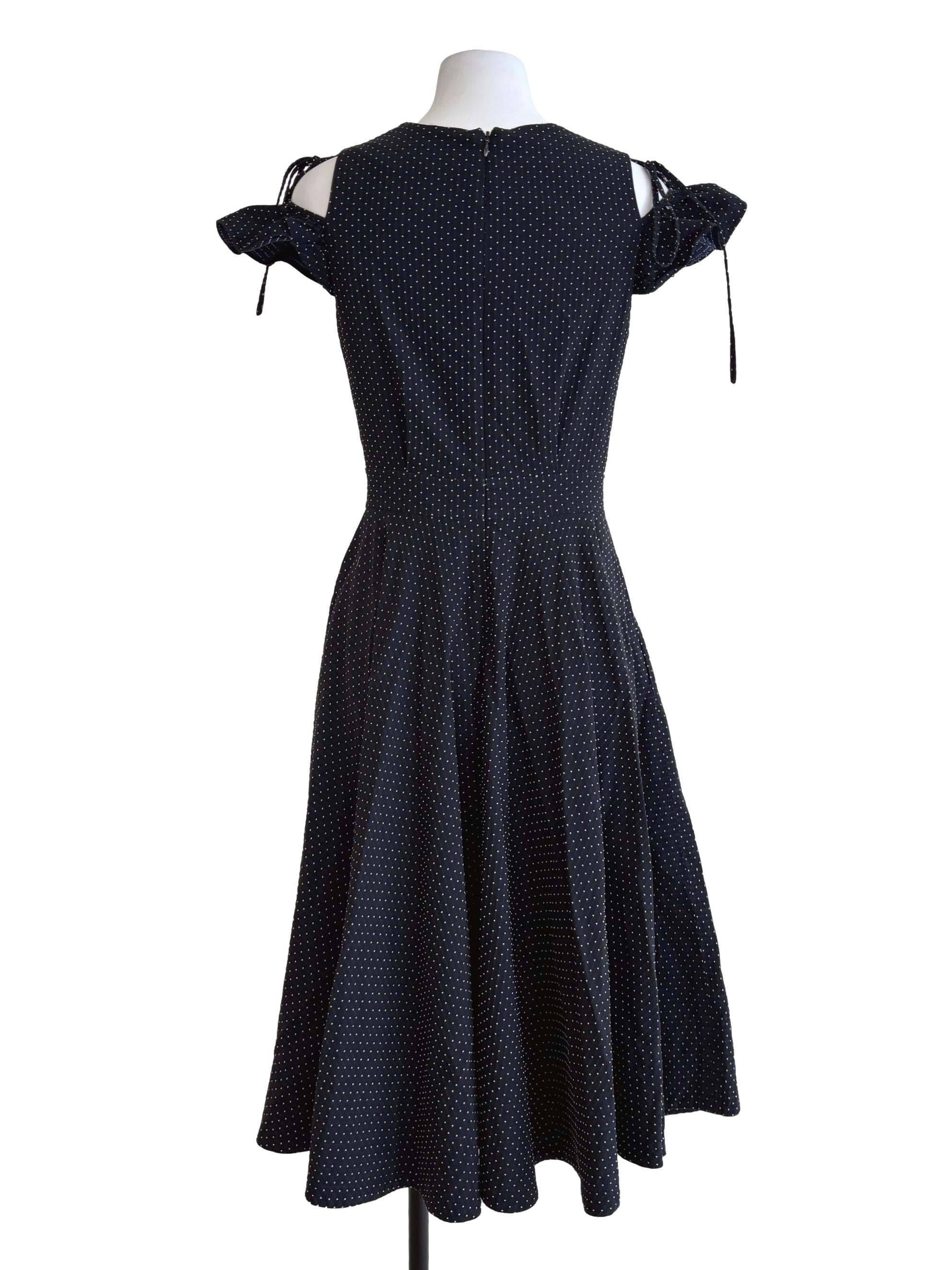 Raven Black Polka Dot A-Line Dress
