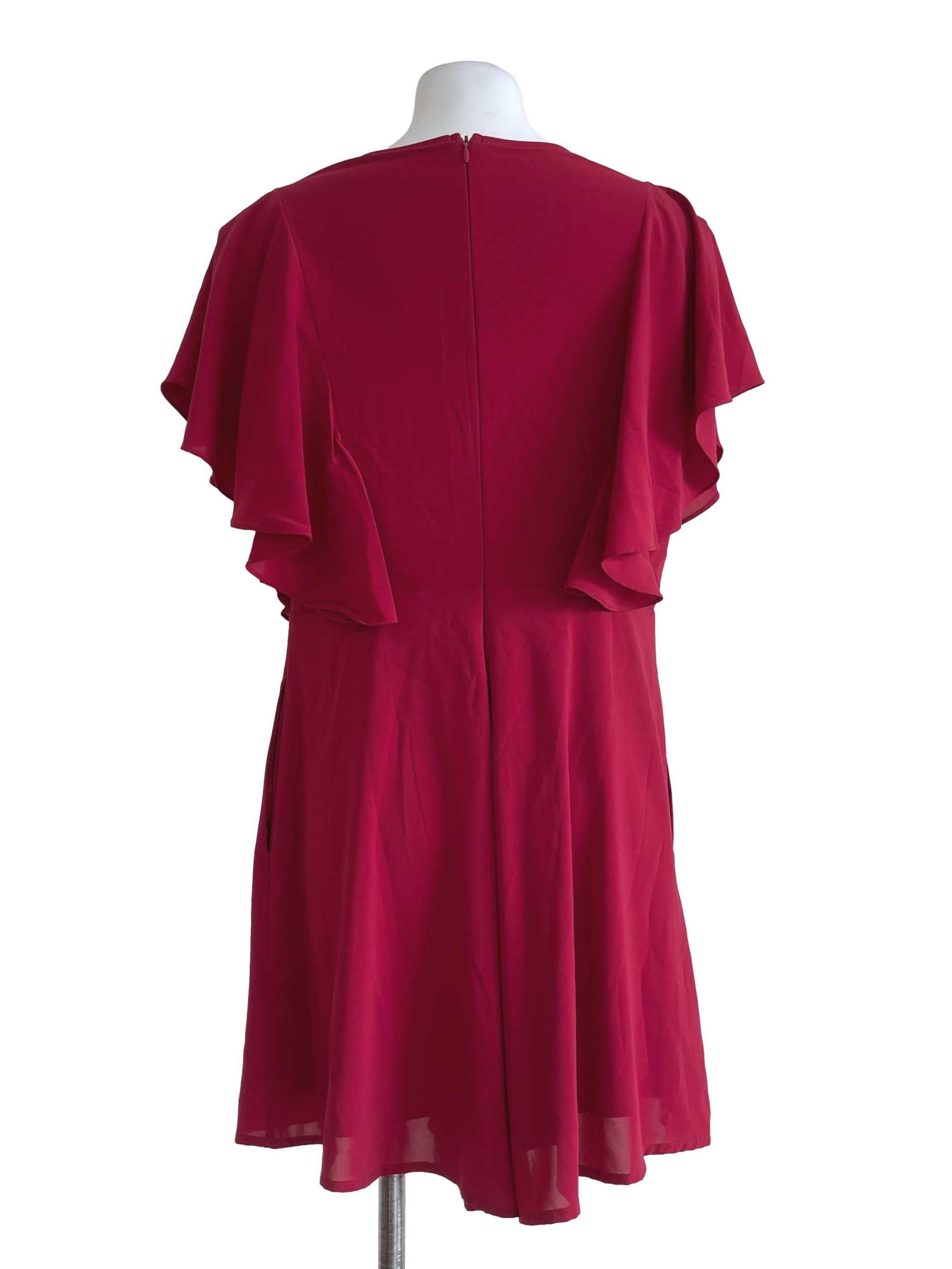 Red Wine Plain Ruffles Romper TTR