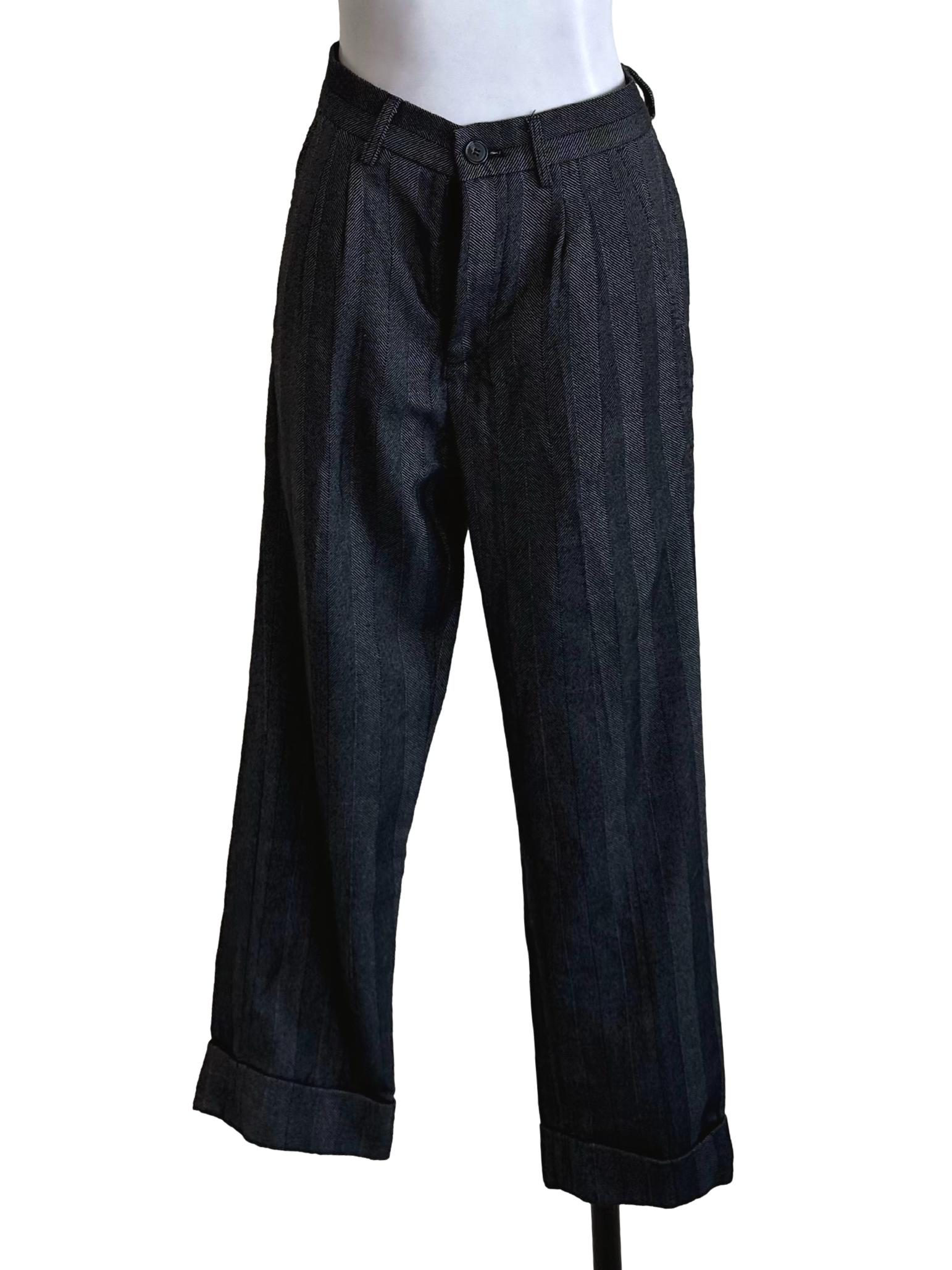 Charcoal Black Stripe Pattern Pants