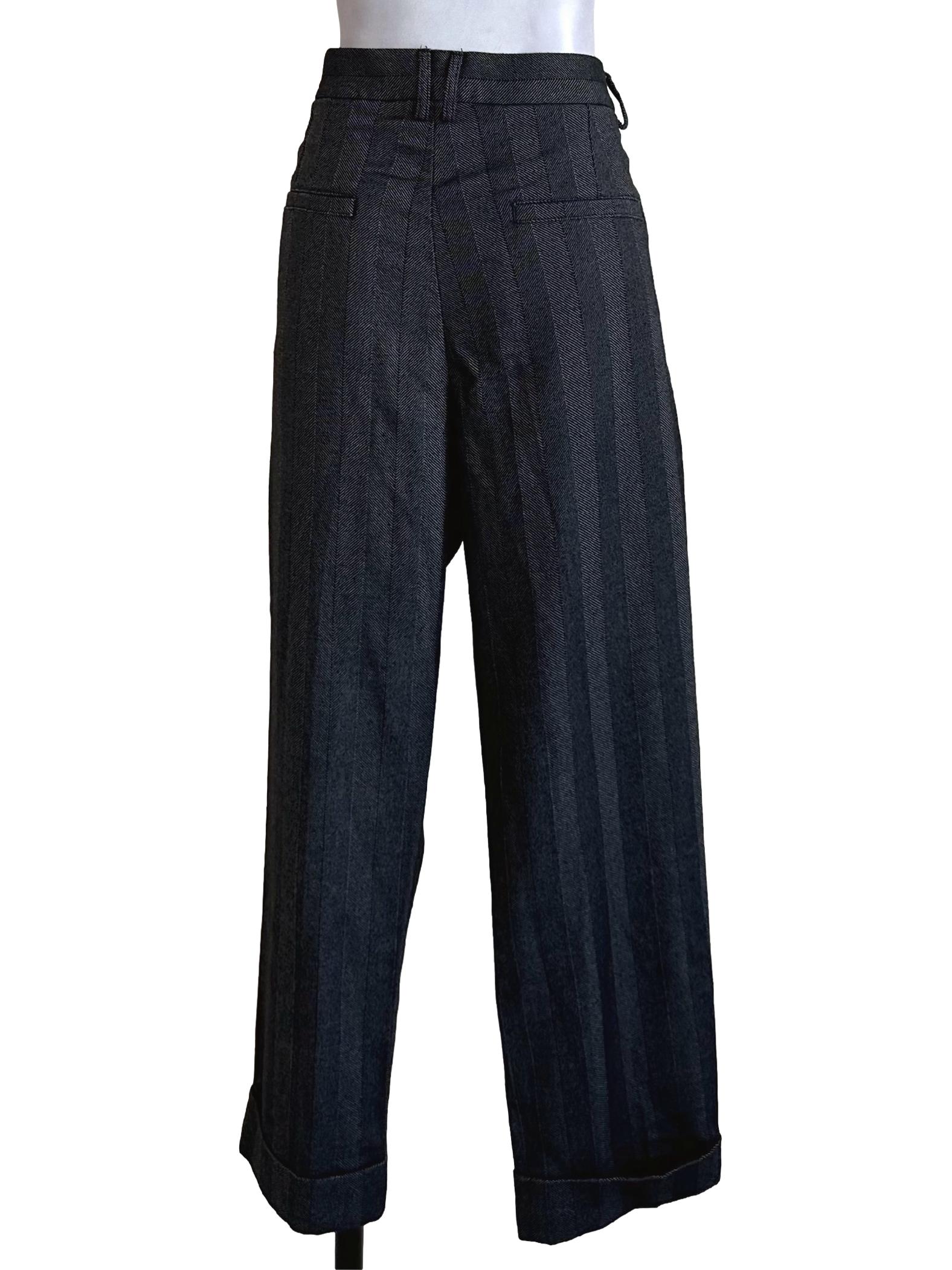 Charcoal Black Stripe Pattern Pants