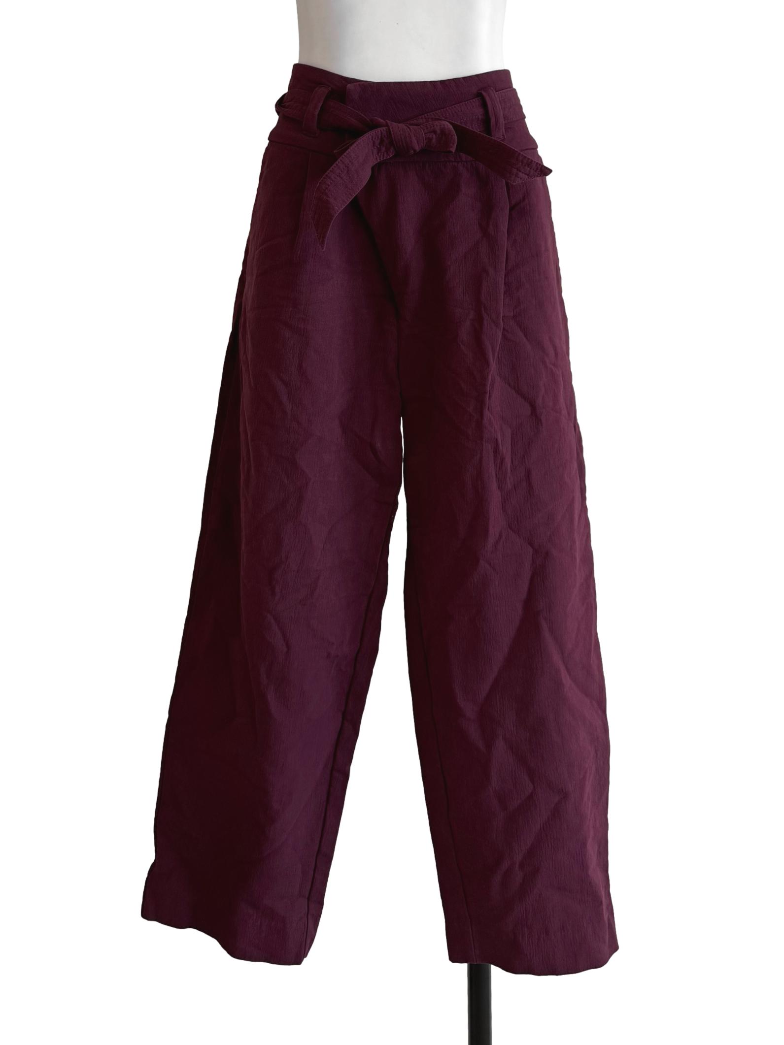Maroon With Belt Pants