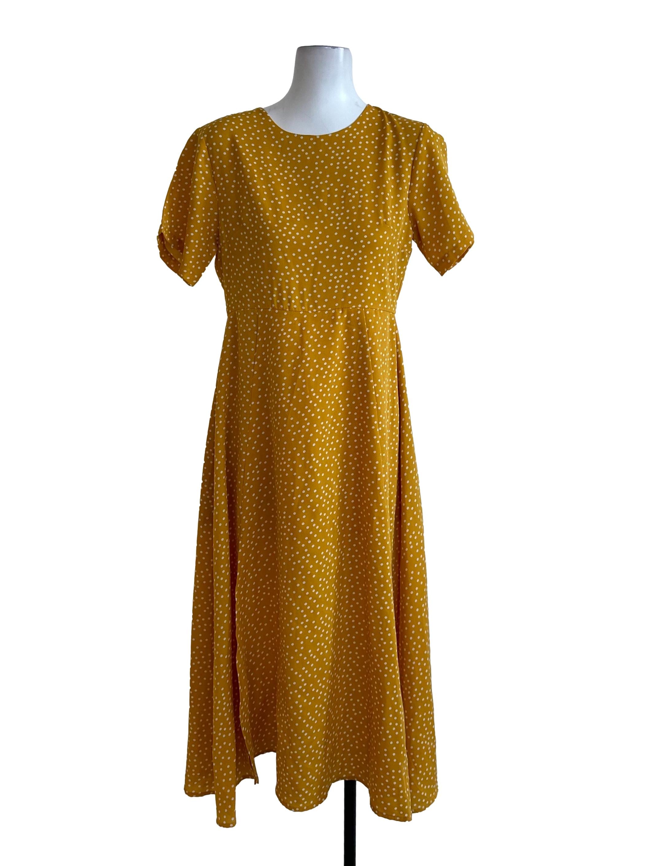Mustard Yellow Polkadot Pattern Dress