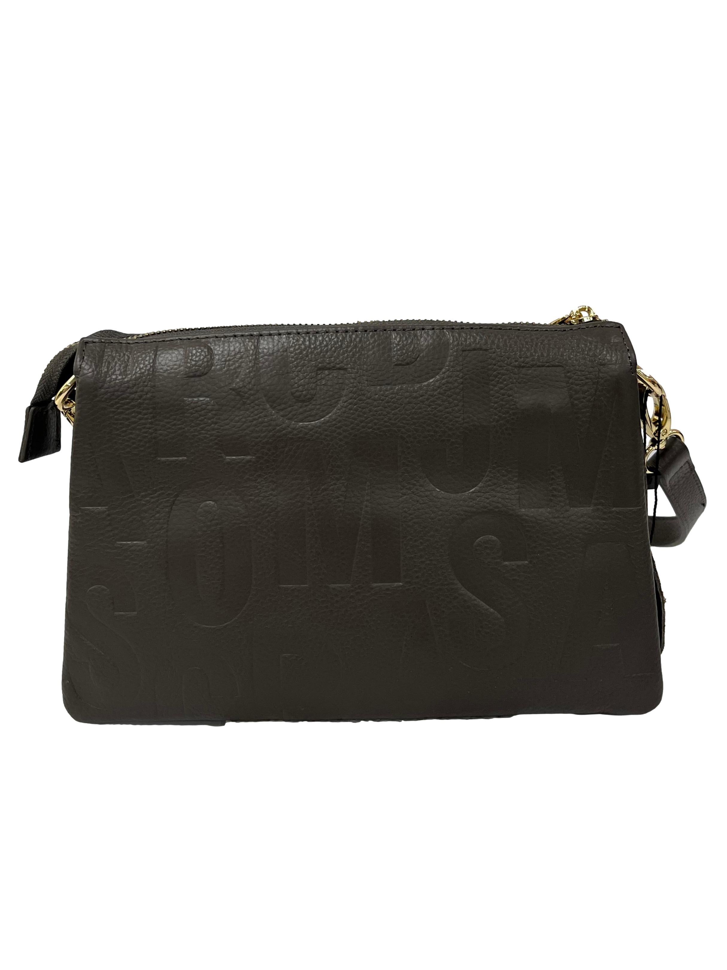 Grey Leather Crossbody Bag CSN