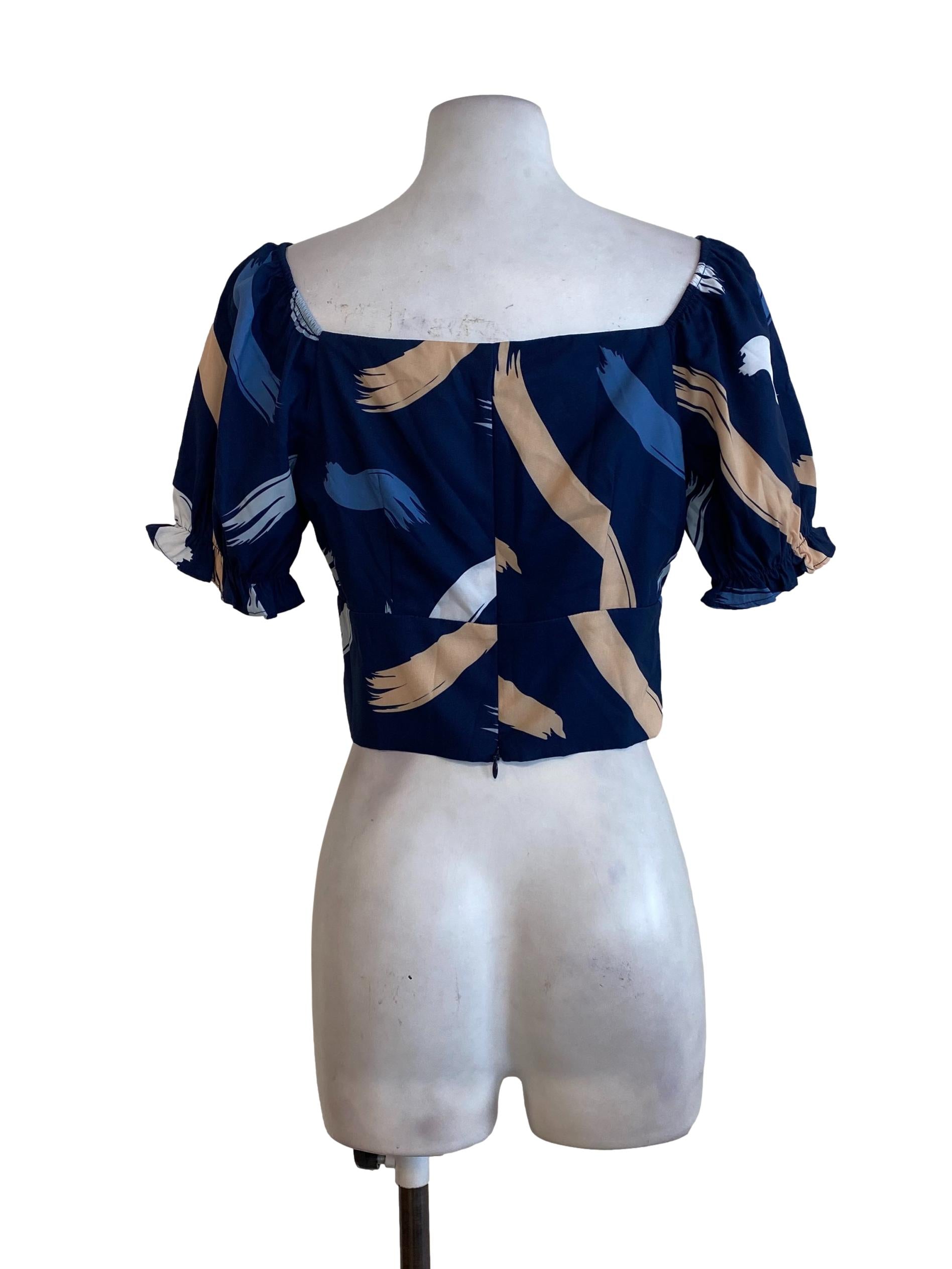 Navy Blue Abstract Top