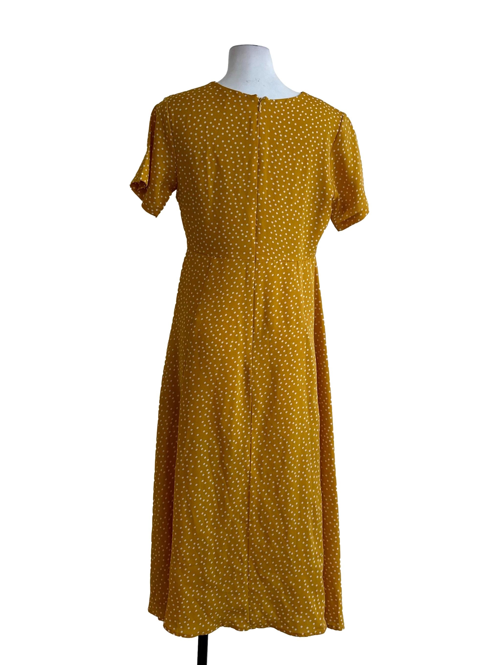 Mustard Yellow Polkadot Pattern Dress
