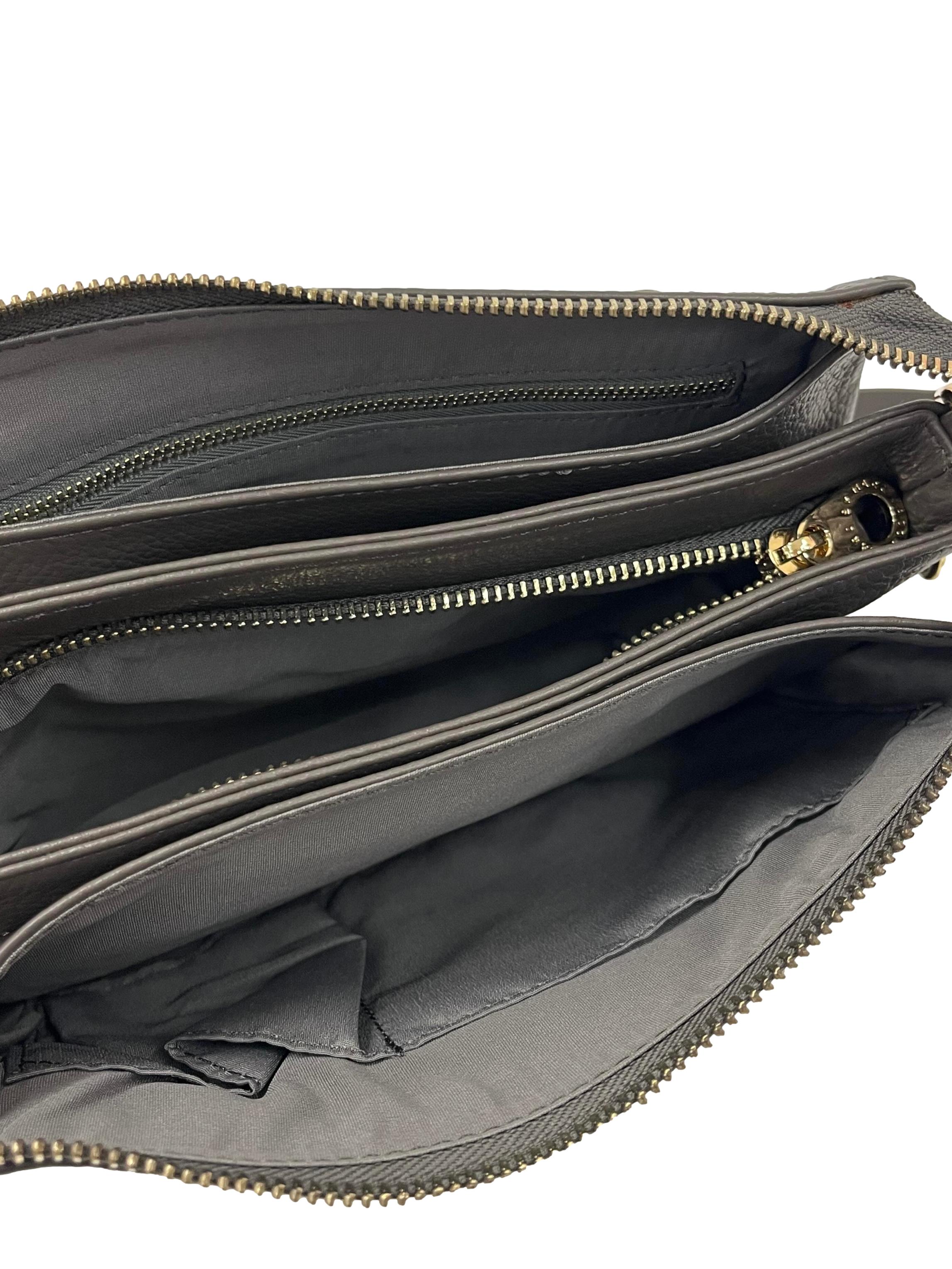 Grey Leather Crossbody Bag CSN