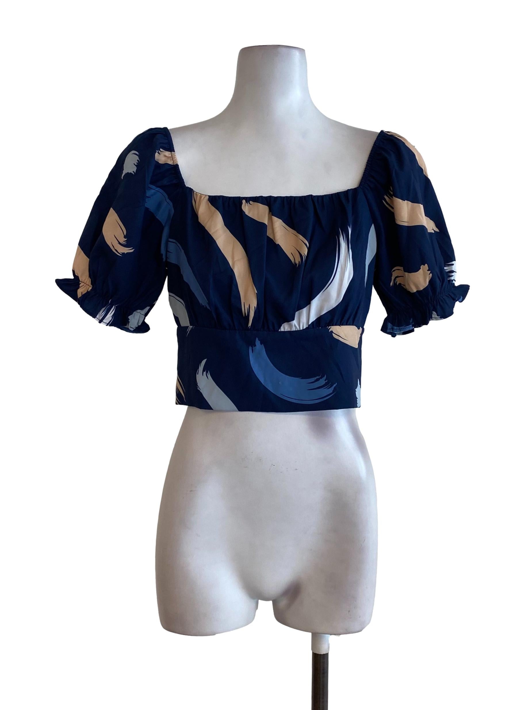 Navy Blue Abstract Top