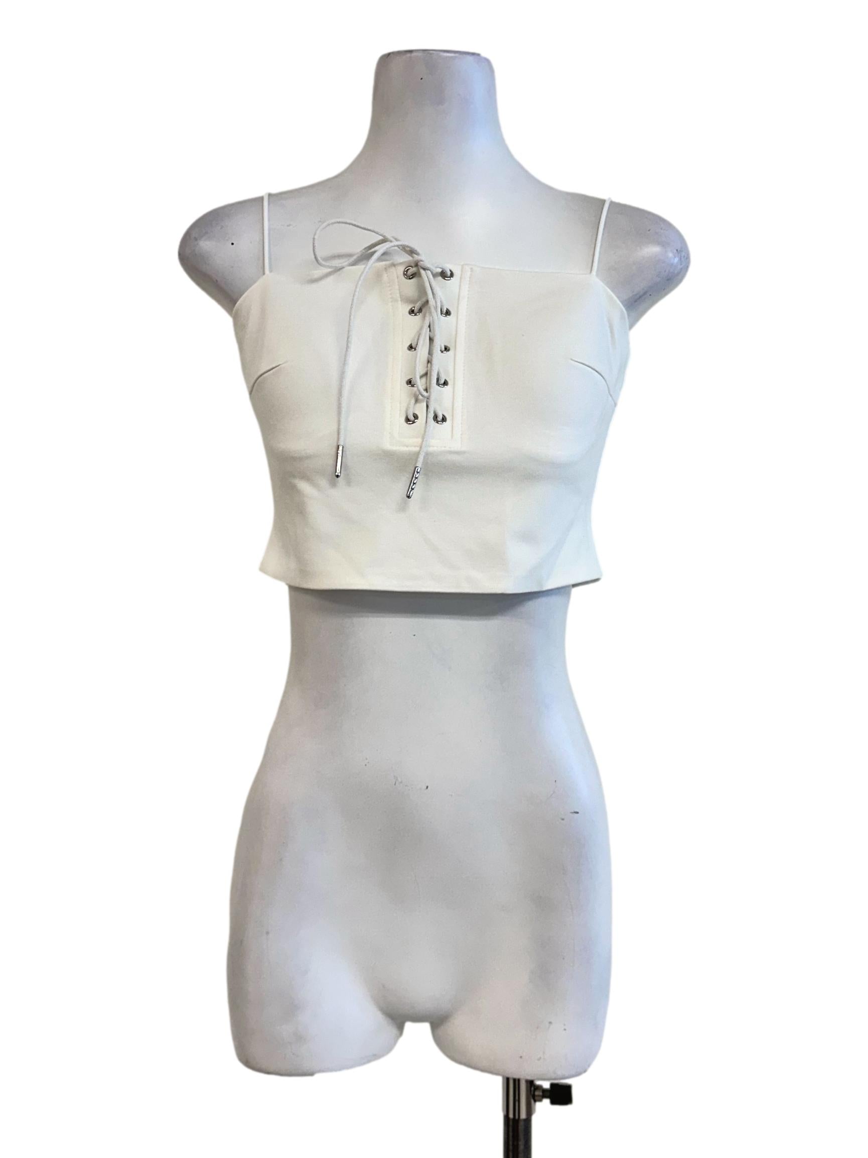 Daisy White Padded Spaghetti Straps Top