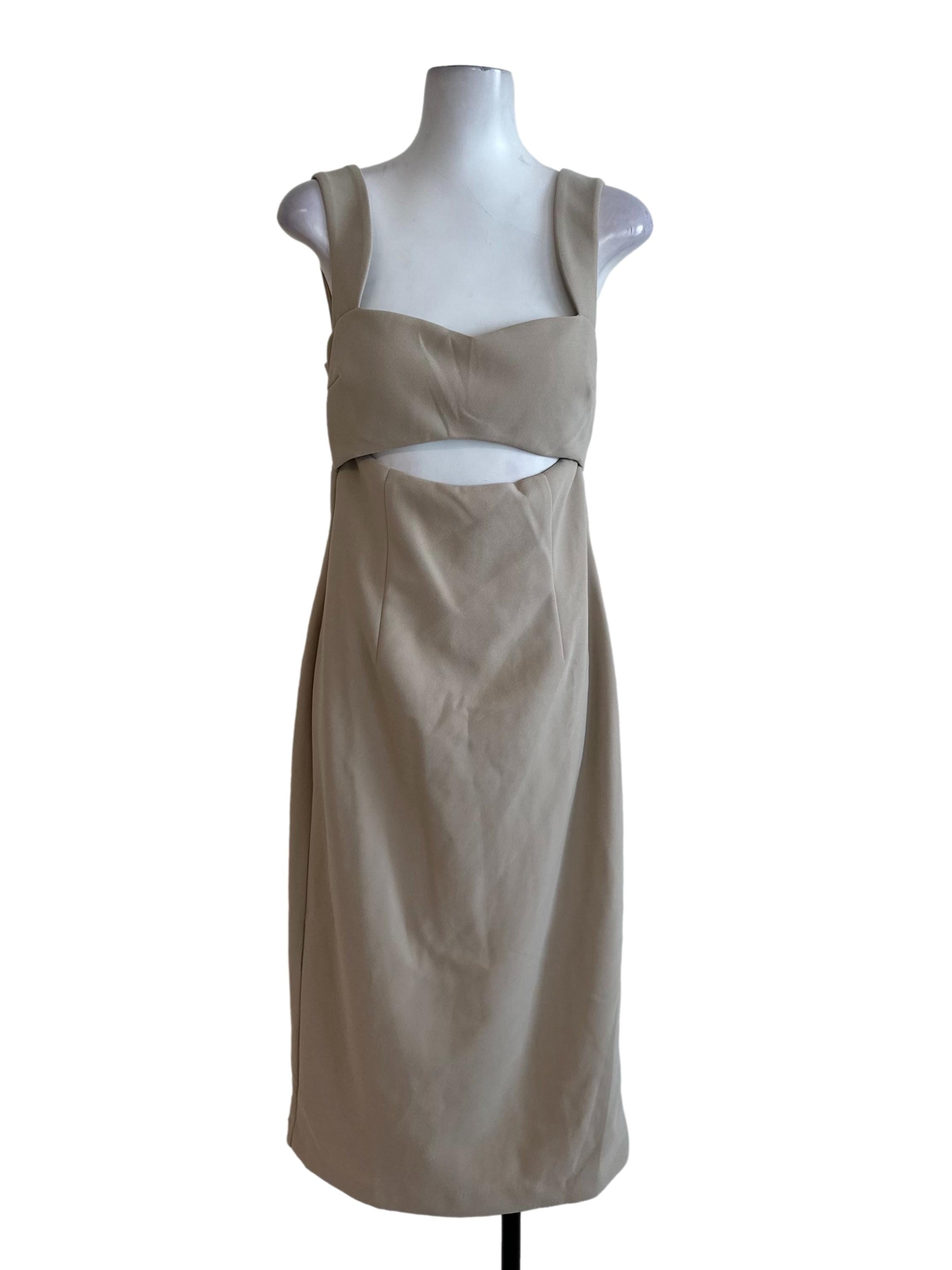 Light Beige Structured Bodycon Dress