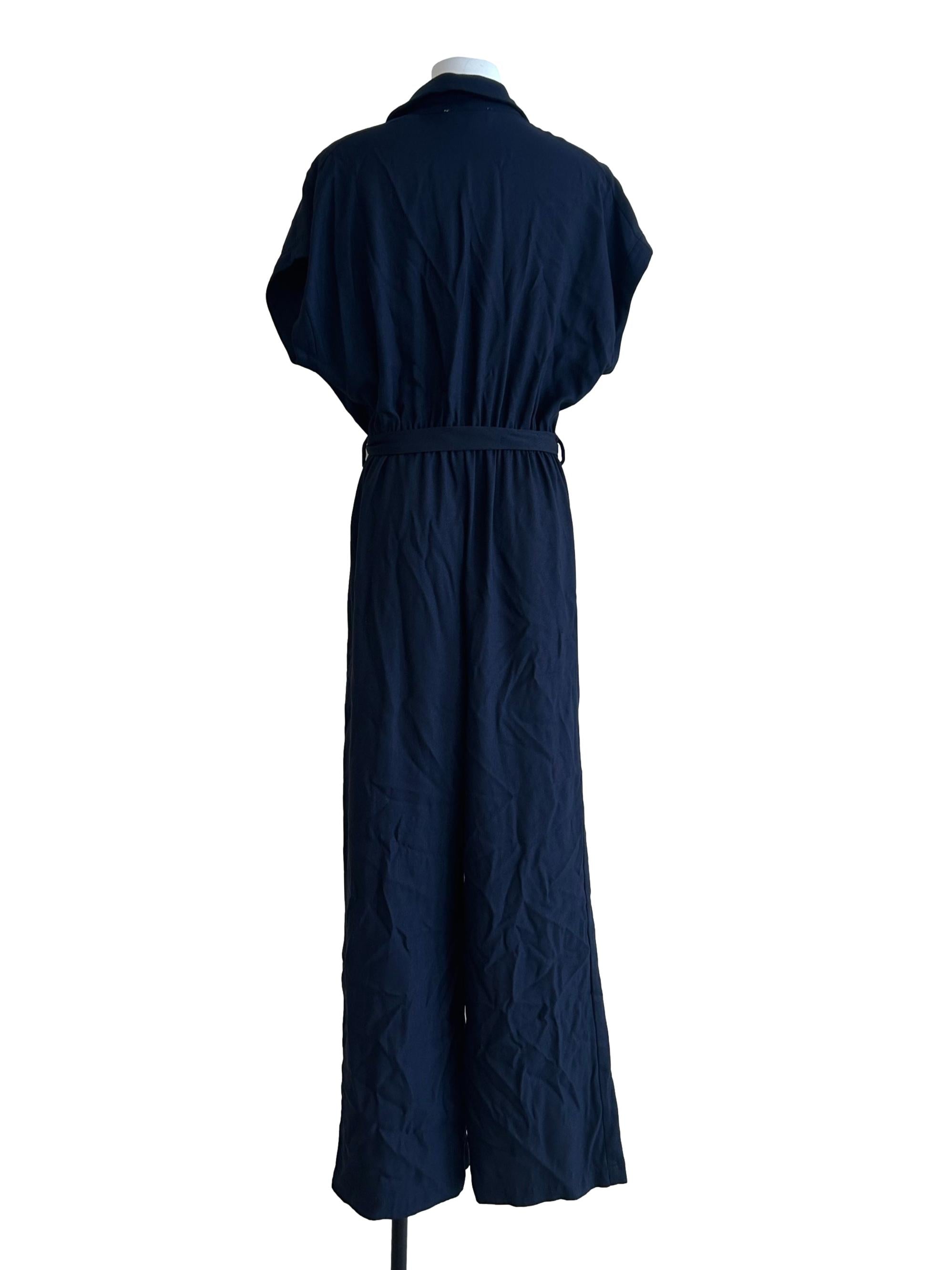 Navy Blue Button Up Jumpsuits