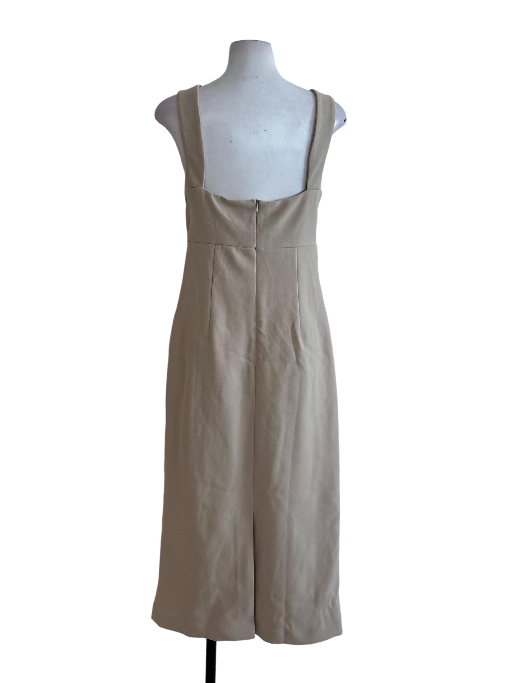 Light Beige Structured Bodycon Dress