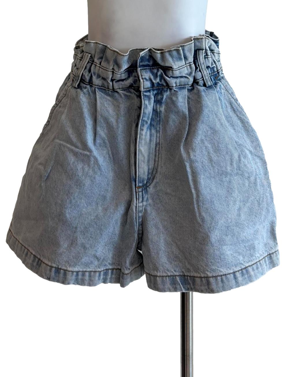 Light Blue Cropped Denim Shorts