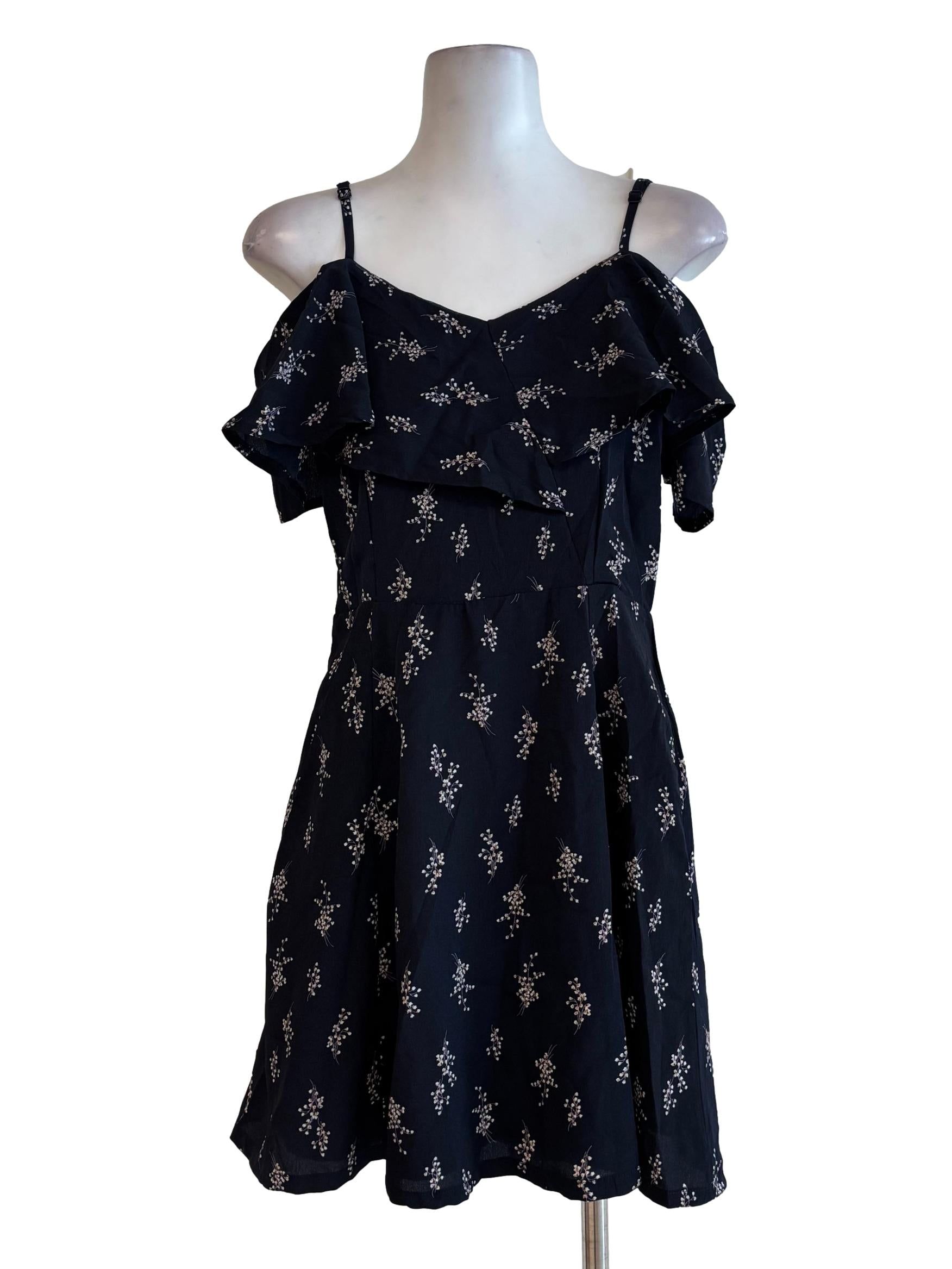 Blue Black Floral Mini Dress