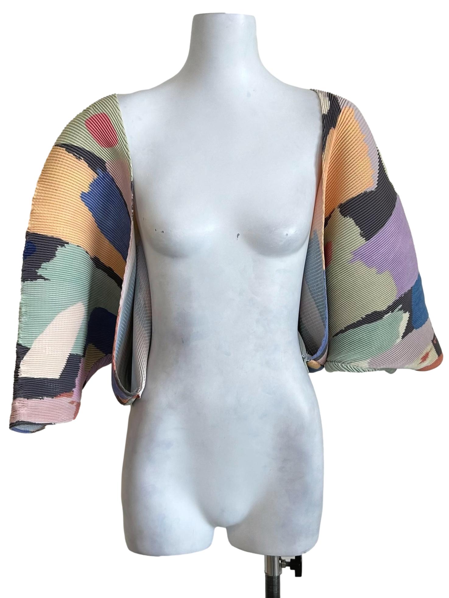 Abstract Color Block Pleated Shrug OSN
